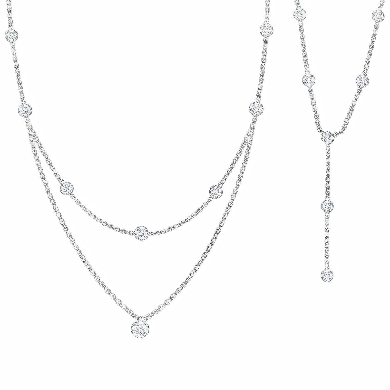 Collier de dos double rang pour femme, avec strass et cristal, en alliage métallique