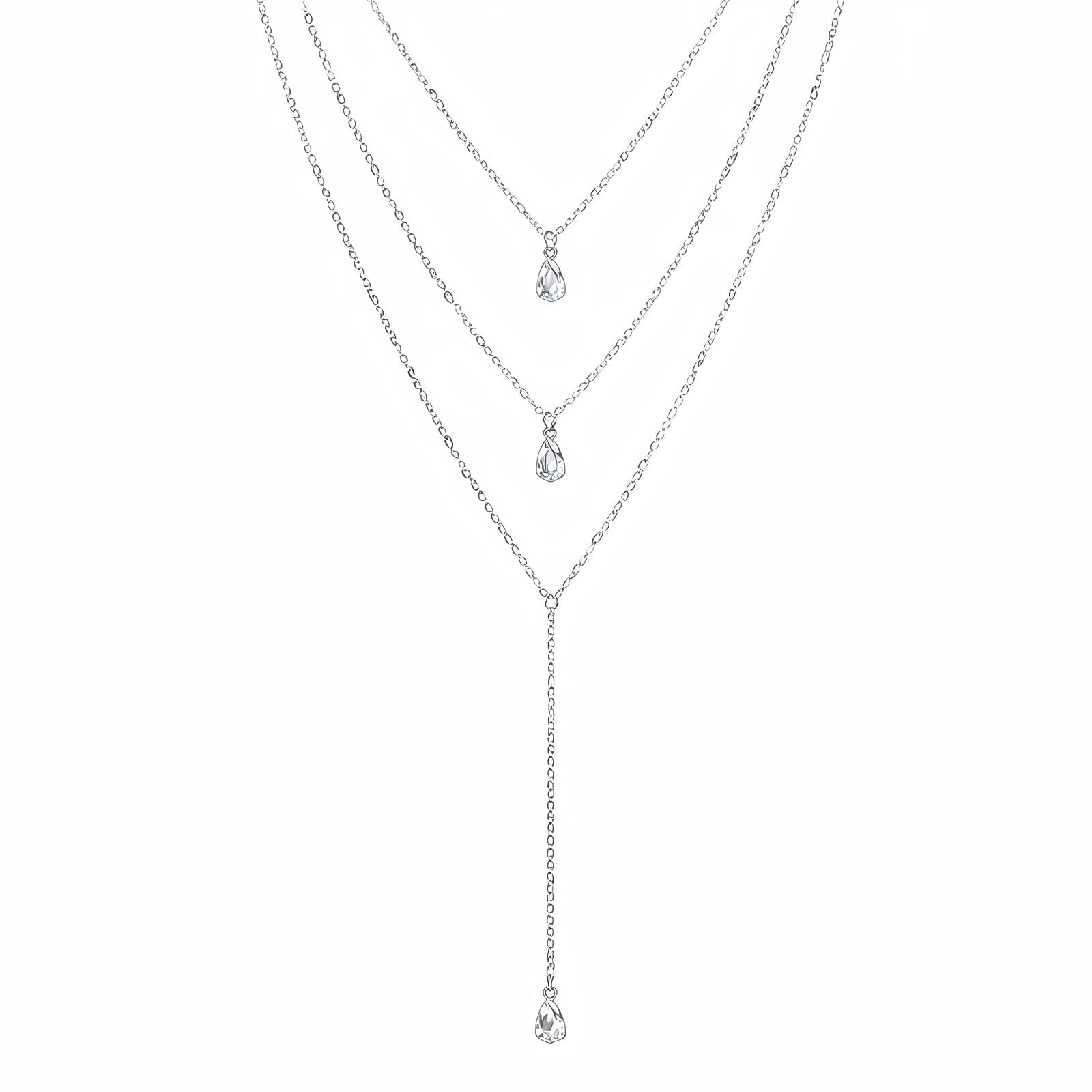 Collier de dos multi - rangs pour femme, avec cristal en forme de goutte, en alliage métallique