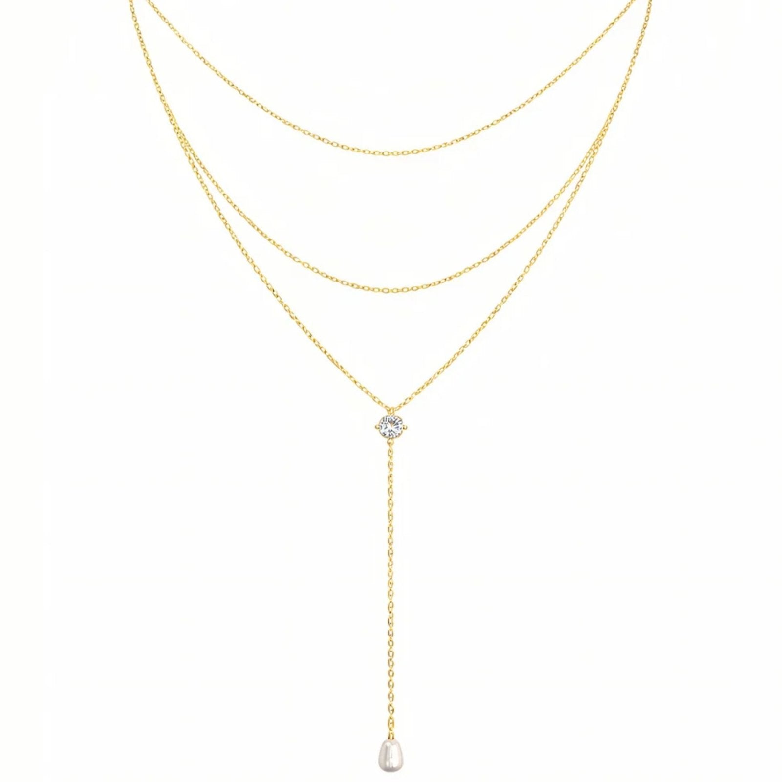 Collier de dos multi - rangs pour femme, avec perle et cristal , en alliage métallique