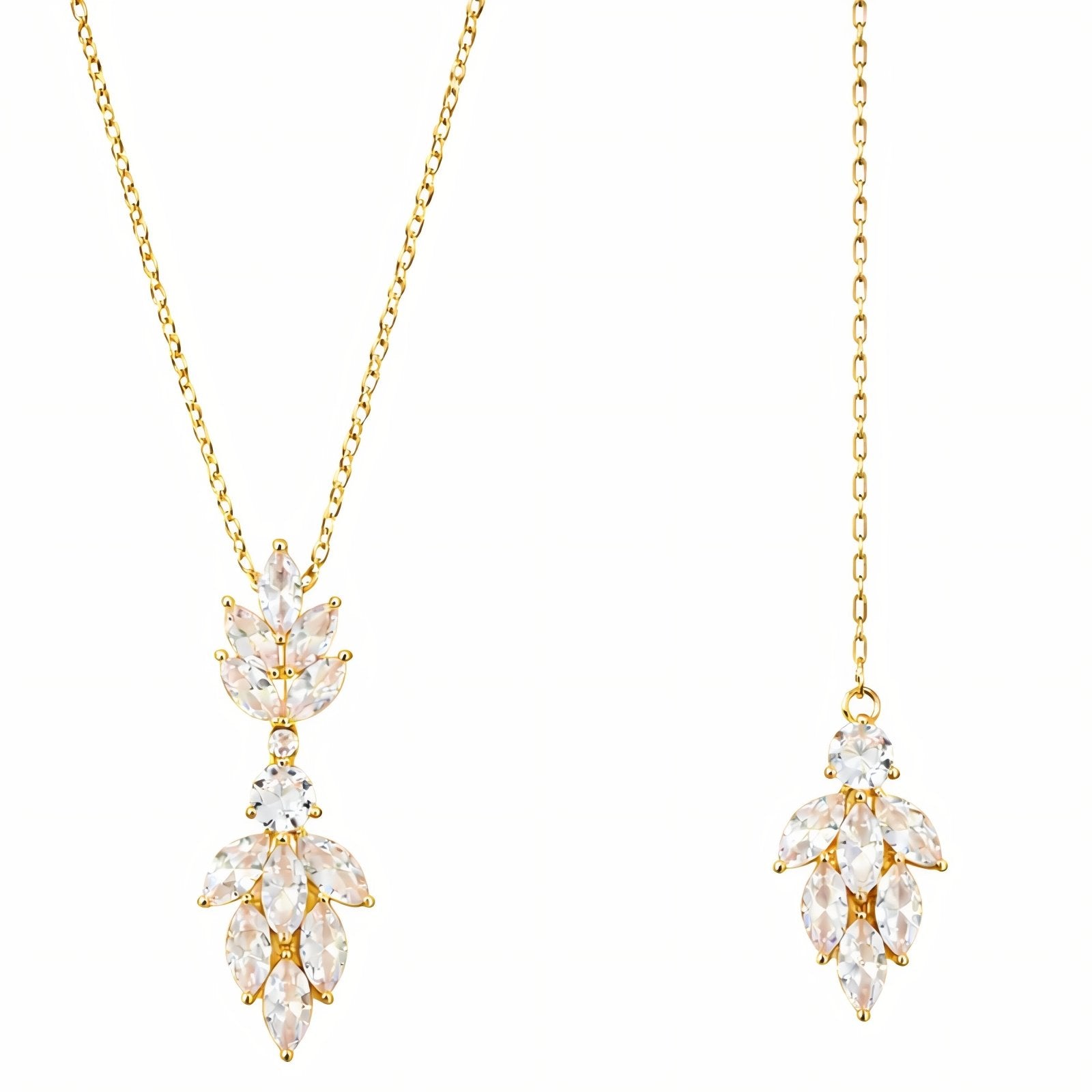 Collier de dos pour femme, avec zircon scintillant, en alliage métallique, style mariage et cérémonie