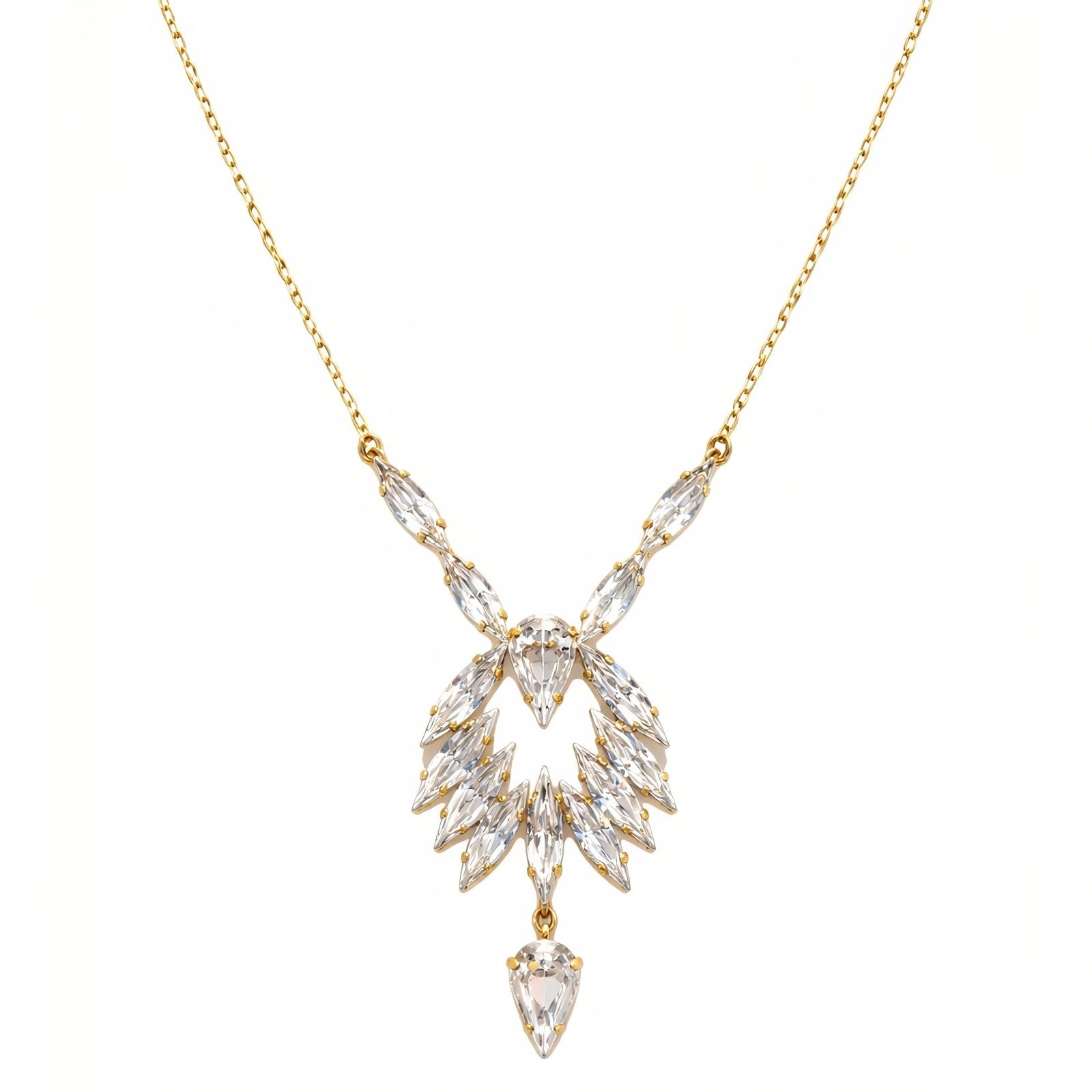 Collier de dos raffiné pour femme, avec strass et cristal, en alliage métallique