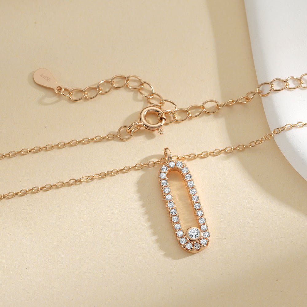 Collier femme élégant, pendentif rectangle, argent 925 plaqué or rose et moissanite scintillante