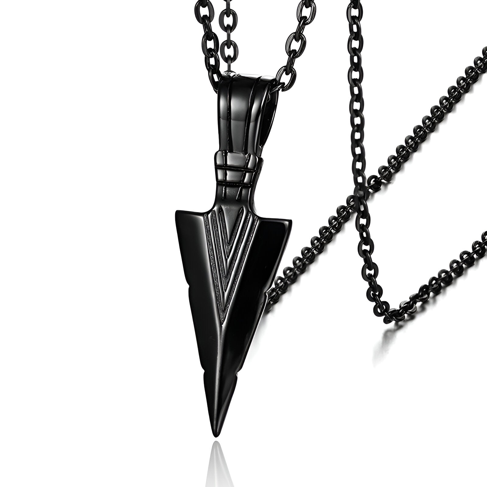 Collier flèche en acier inoxydable, pendentif tribal avec chaîne forçat 50 cm pour homme, modèle Seth