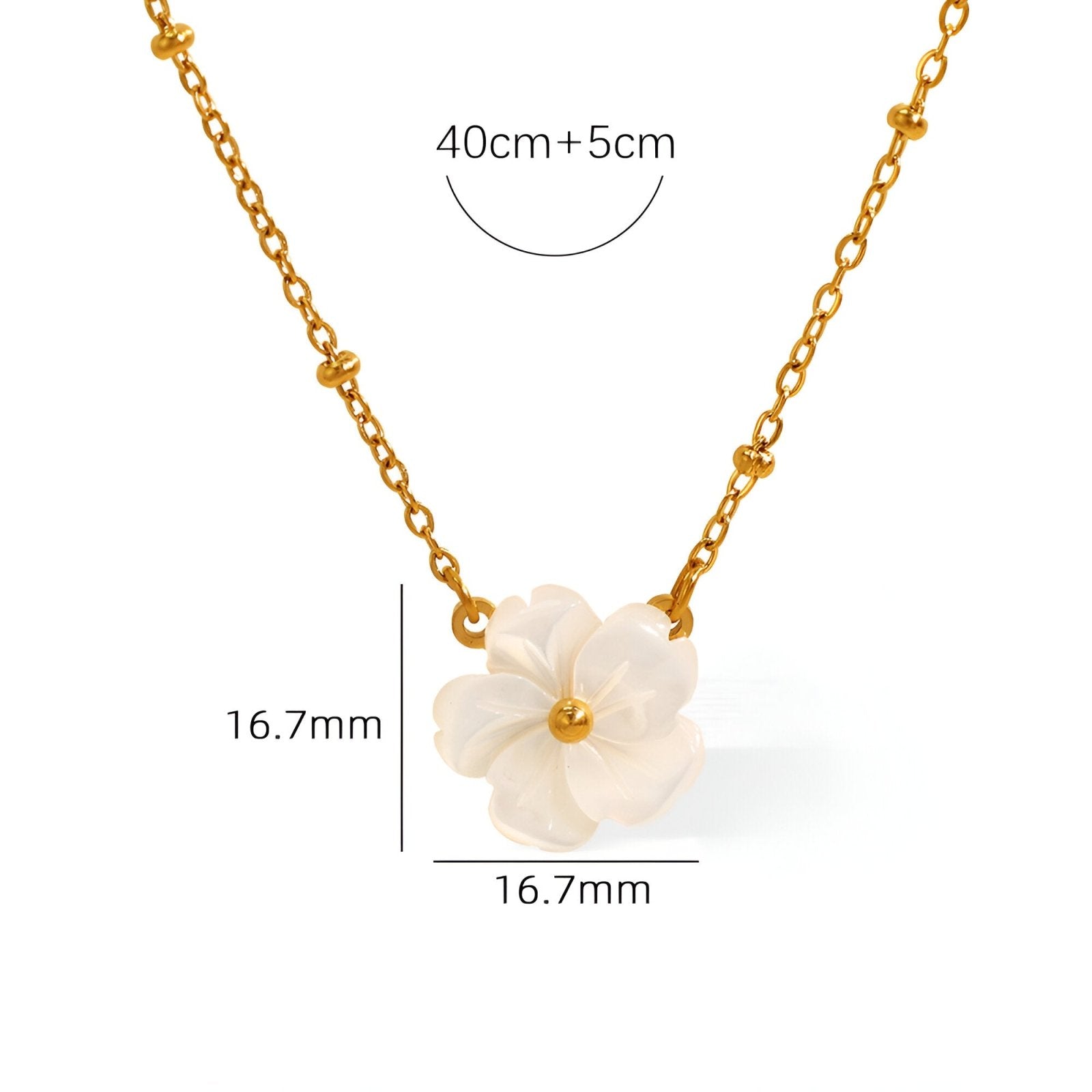 Collier fleur nacrée en acier inoxydable doré, pendentif sculpté, pour femme élégante, modèle Floréa
