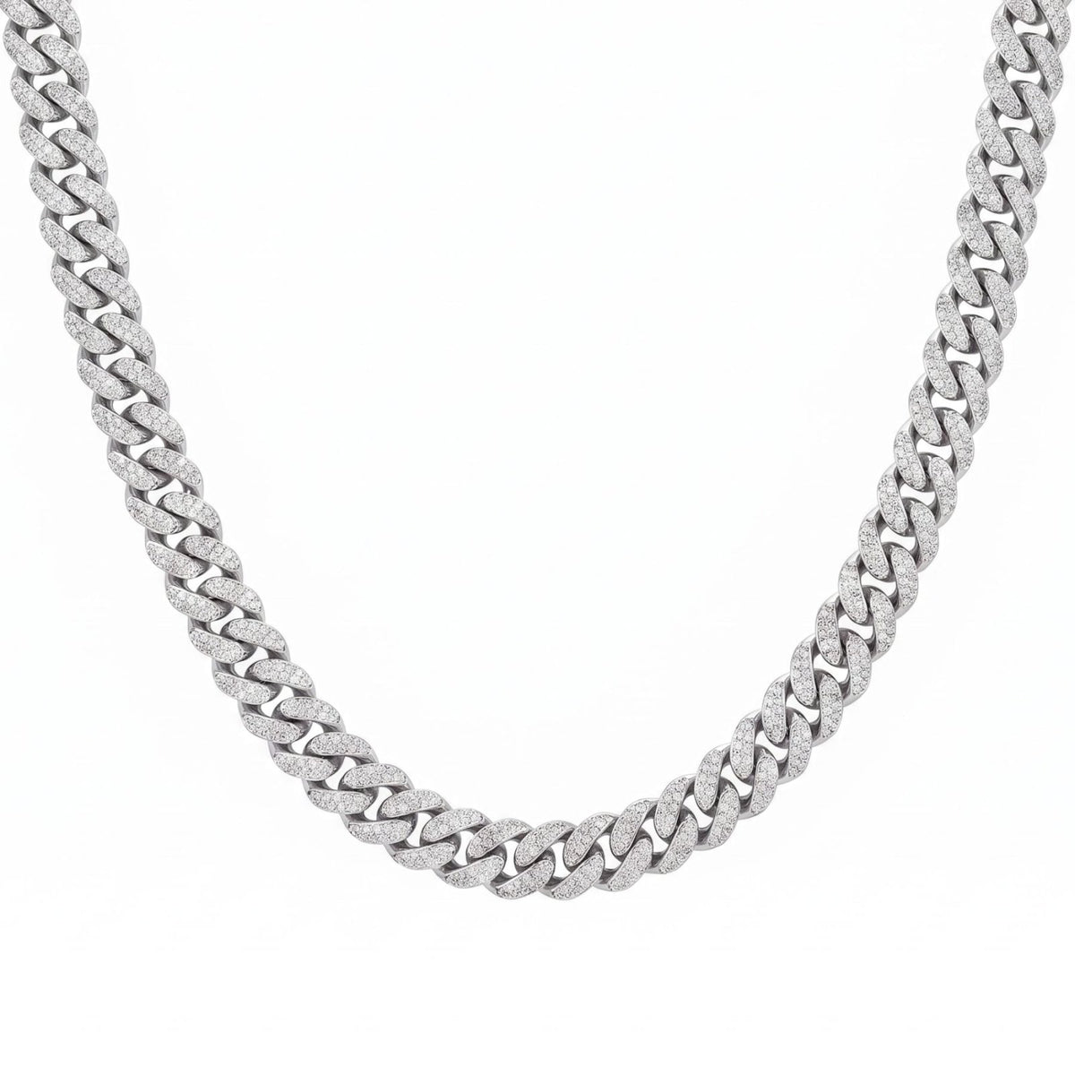 Collier hip hop ice pour homme, en cuivre , chaîne cubaine maille 10 mm sertie de zircons