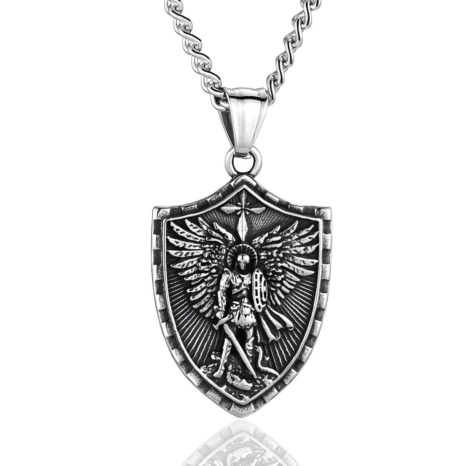 Collier homme religieux, pendentif archange Saint - Michael, acier inoxydable, modèle Sanctus