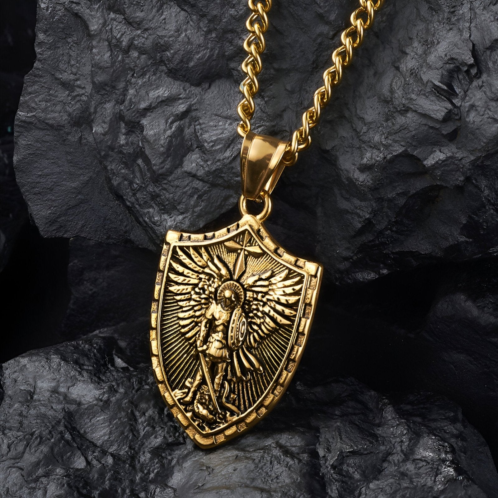 Collier homme religieux, pendentif archange Saint - Michael, acier inoxydable, modèle Sanctus