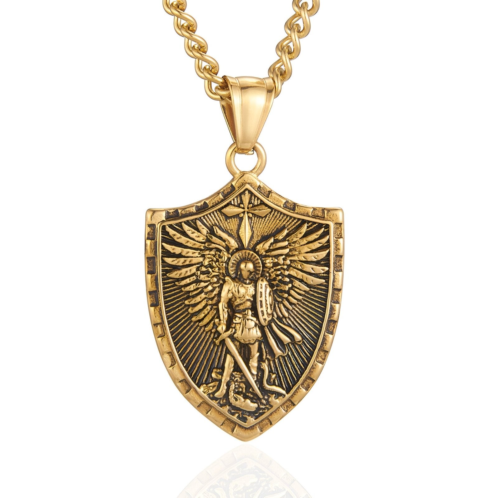 Collier homme religieux, pendentif archange Saint - Michael, acier inoxydable, modèle Sanctus