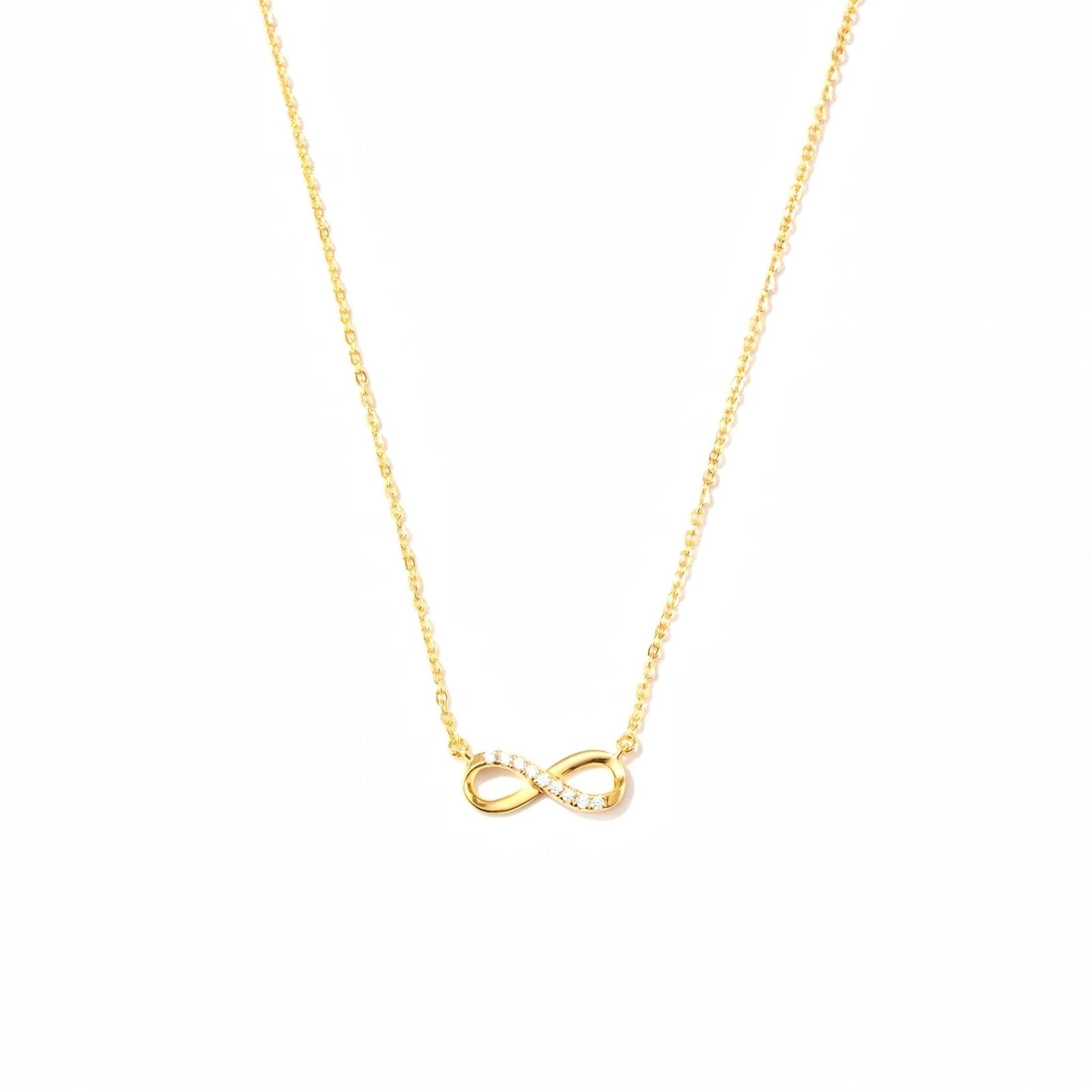 Collier infini plaqué or, argent 925, serti de zircons, style minimaliste, taille ajustable, modèle Clarisse