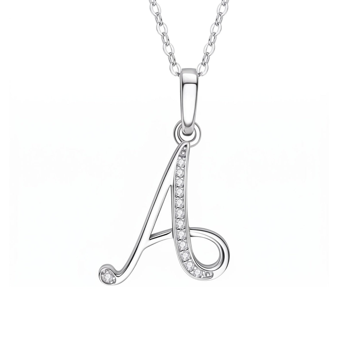 Collier initiale personnalisé pour femme, en cuivre argenté, pendentif lettre alphabet serti de zircons transparents