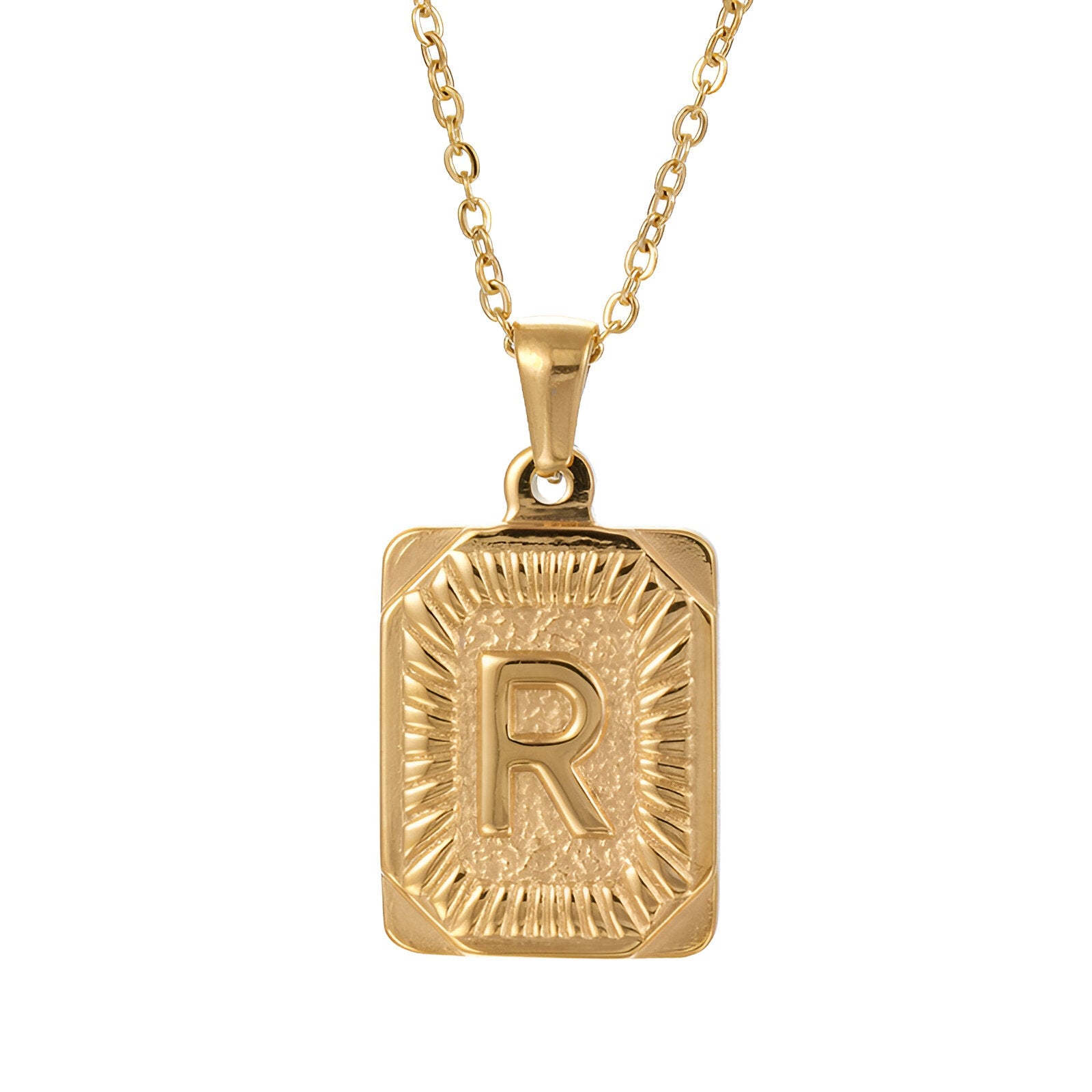 Collier lettre dorée, pendentif initiale personnalisée, chaîne forçat en acier inoxydable, style vintage, modèle Aurèle