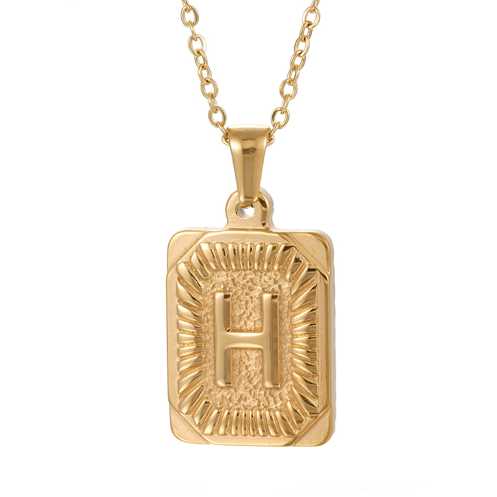 Collier lettre dorée, pendentif initiale personnalisée, chaîne forçat en acier inoxydable, style vintage, modèle Aurèle