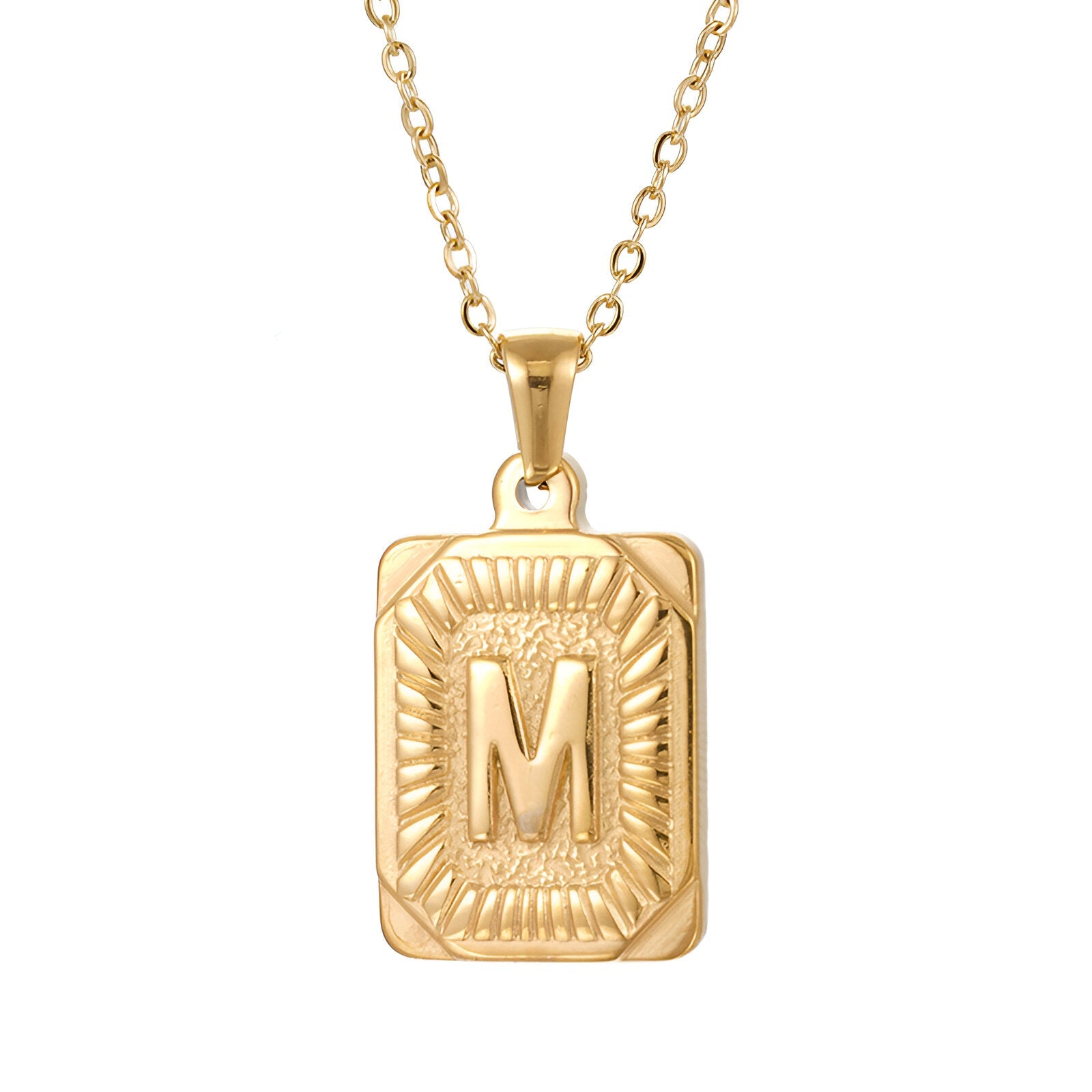Collier lettre dorée, pendentif initiale personnalisée, chaîne forçat en acier inoxydable, style vintage, modèle Aurèle