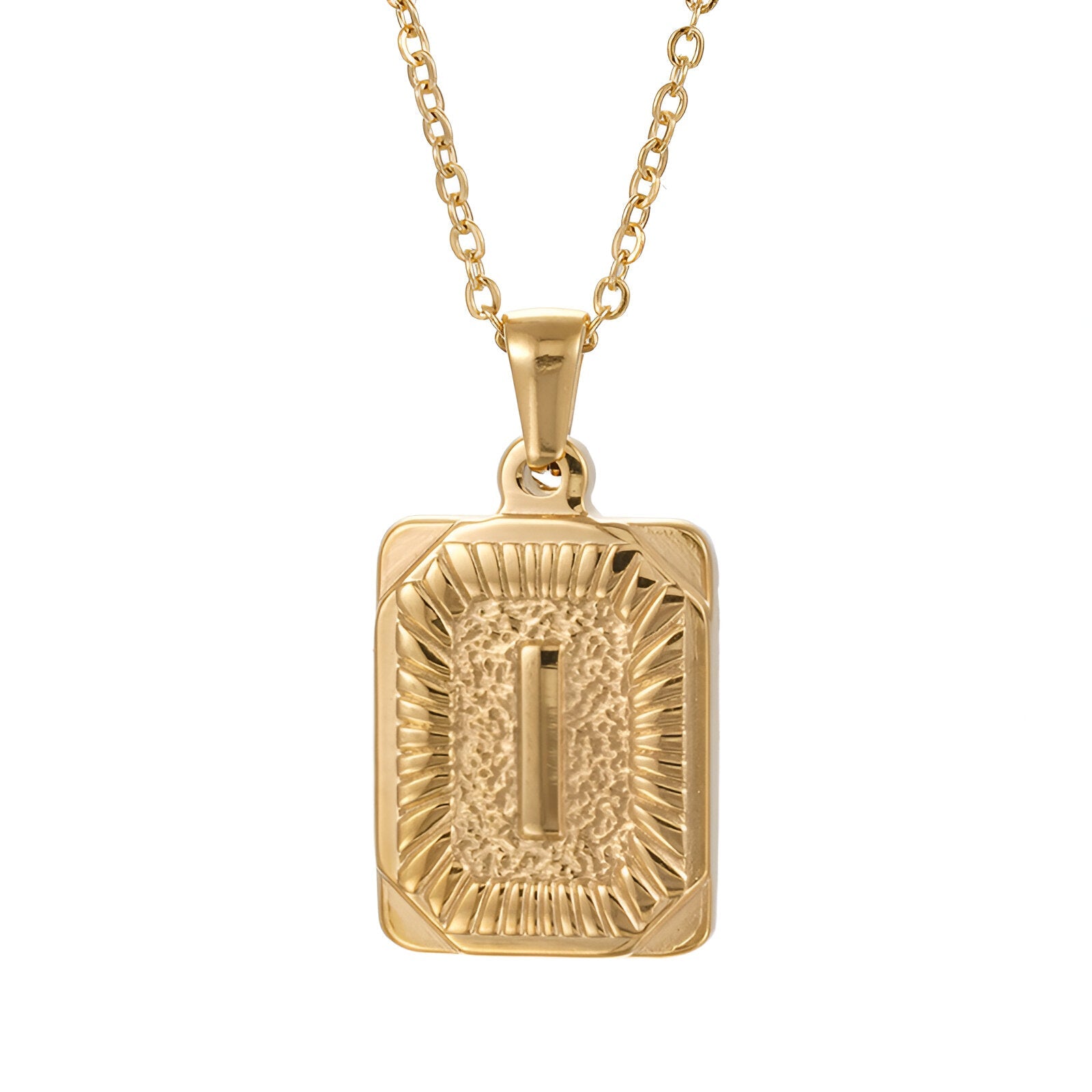 Collier lettre dorée, pendentif initiale personnalisée, chaîne forçat en acier inoxydable, style vintage, modèle Aurèle