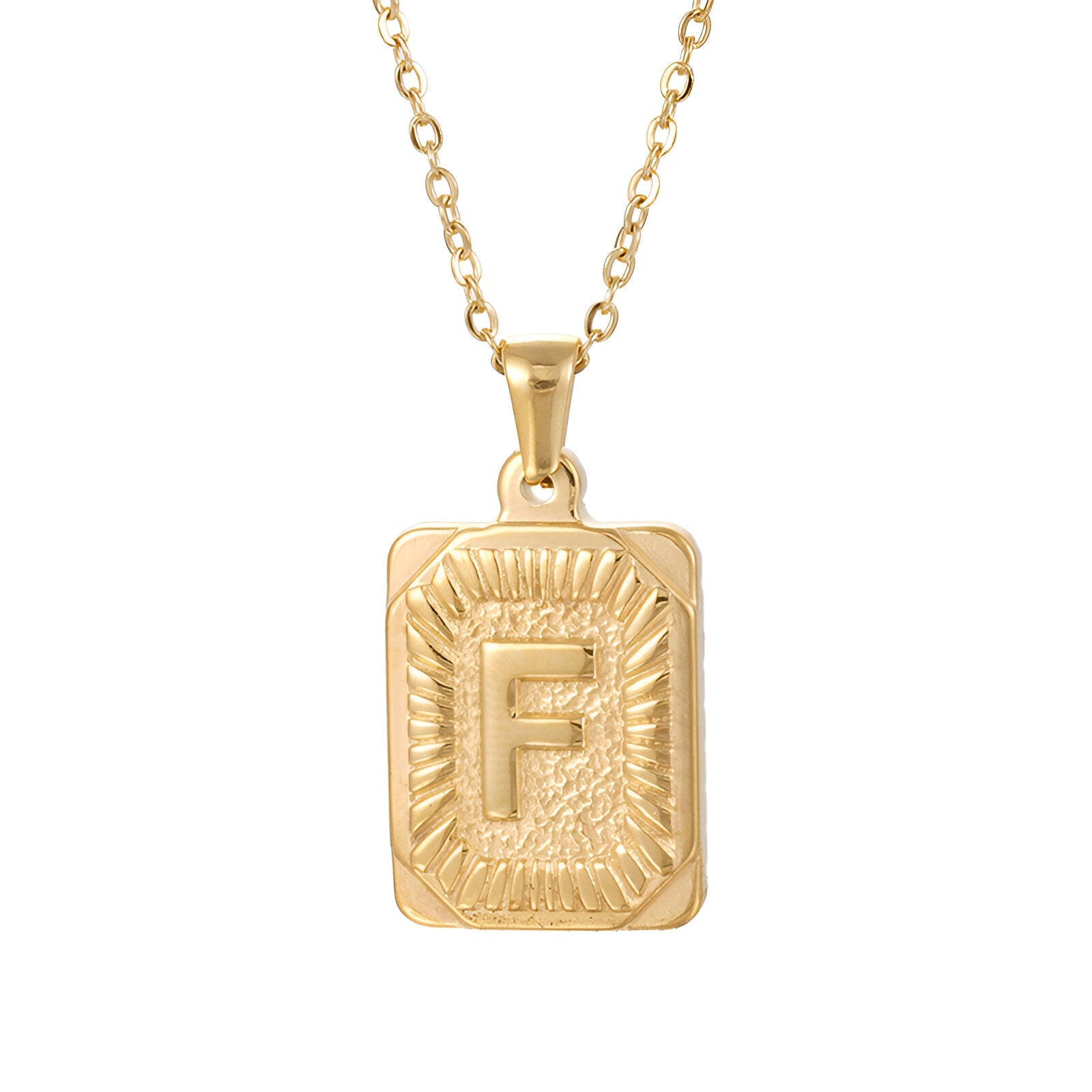 Collier lettre dorée, pendentif initiale personnalisée, chaîne forçat en acier inoxydable, style vintage, modèle Aurèle