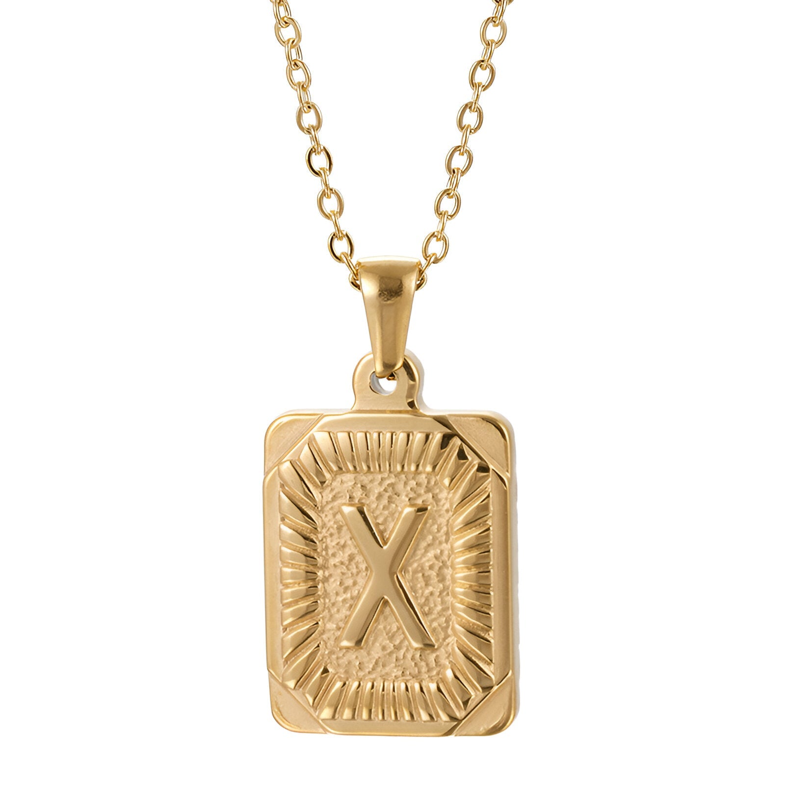 Collier lettre dorée, pendentif initiale personnalisée, chaîne forçat en acier inoxydable, style vintage, modèle Aurèle