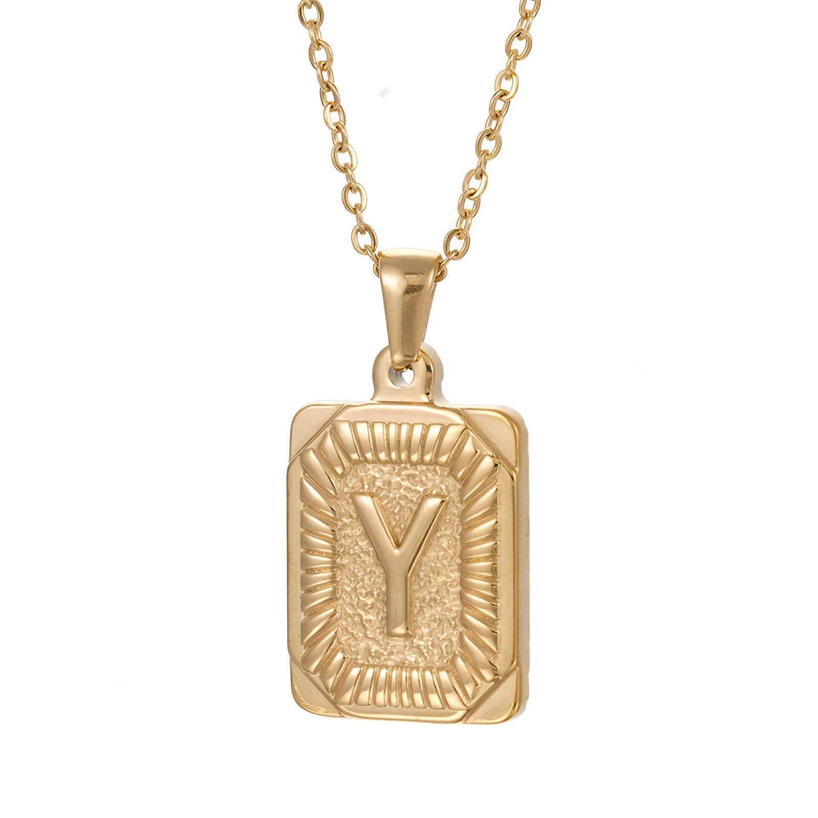 Collier lettre dorée, pendentif initiale personnalisée, chaîne forçat en acier inoxydable, style vintage, modèle Aurèle