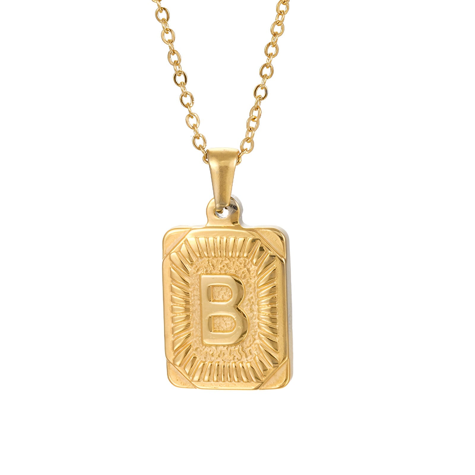 Collier lettre dorée, pendentif initiale personnalisée, chaîne forçat en acier inoxydable, style vintage, modèle Aurèle