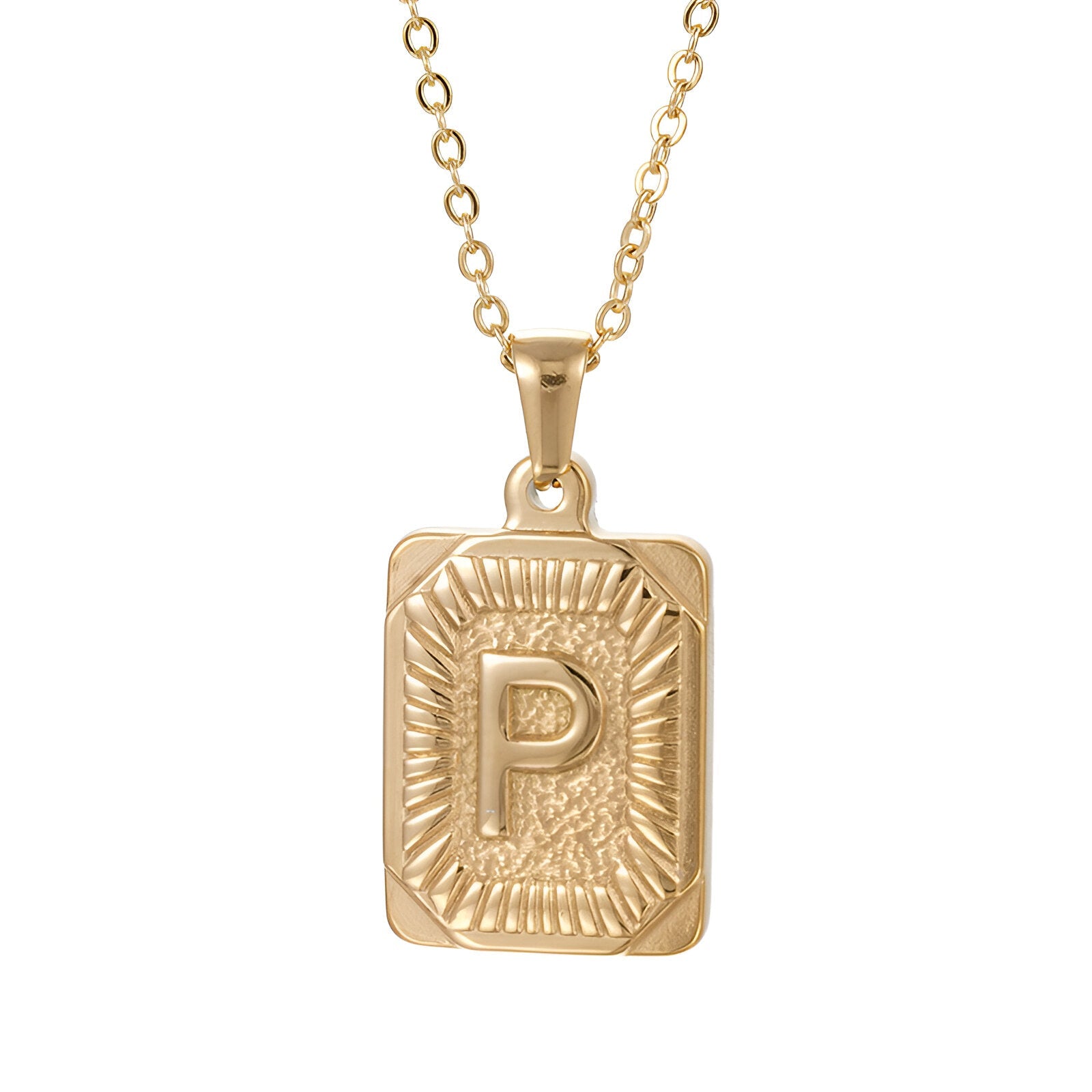 Collier lettre dorée, pendentif initiale personnalisée, chaîne forçat en acier inoxydable, style vintage, modèle Aurèle