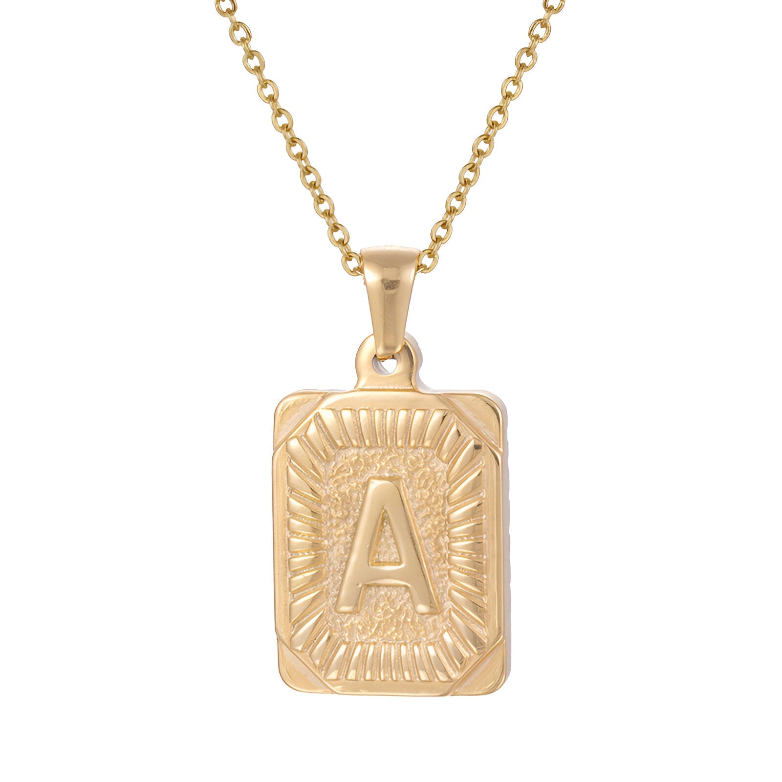 Collier lettre dorée, pendentif initiale personnalisée, chaîne forçat en acier inoxydable, style vintage, modèle Aurèle