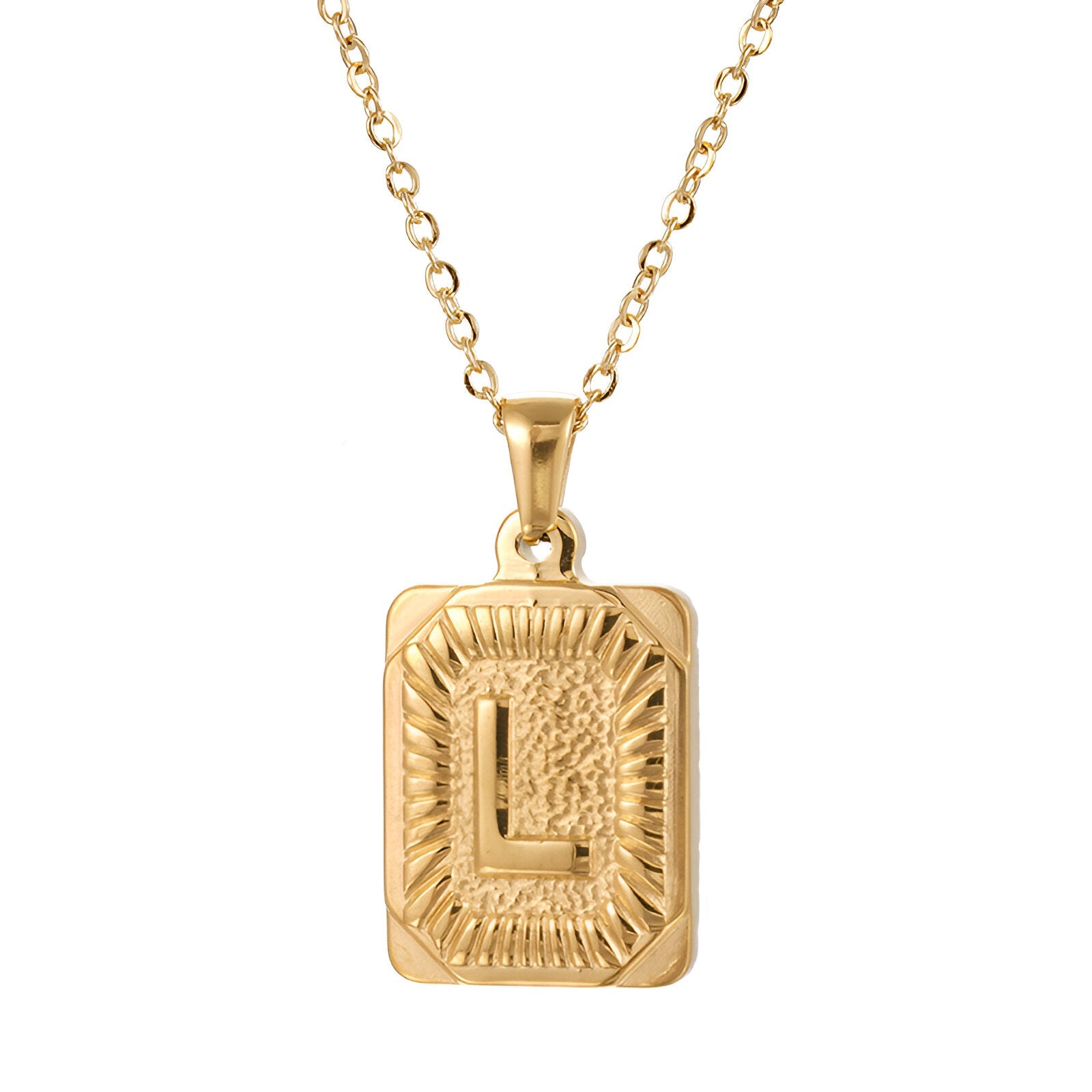 Collier lettre dorée, pendentif initiale personnalisée, chaîne forçat en acier inoxydable, style vintage, modèle Aurèle