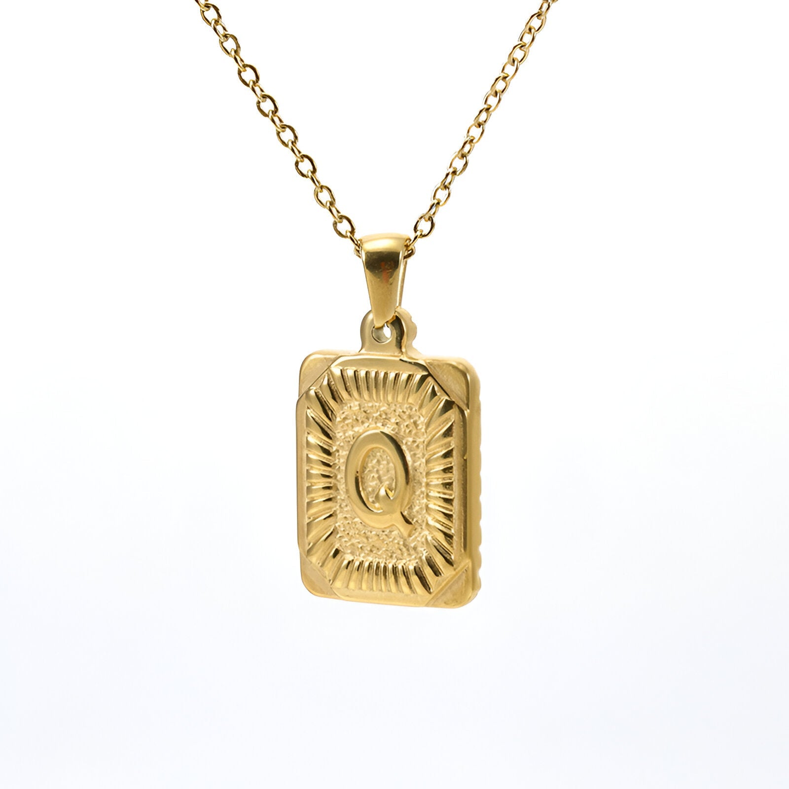 Collier lettre dorée, pendentif initiale personnalisée, chaîne forçat en acier inoxydable, style vintage, modèle Aurèle