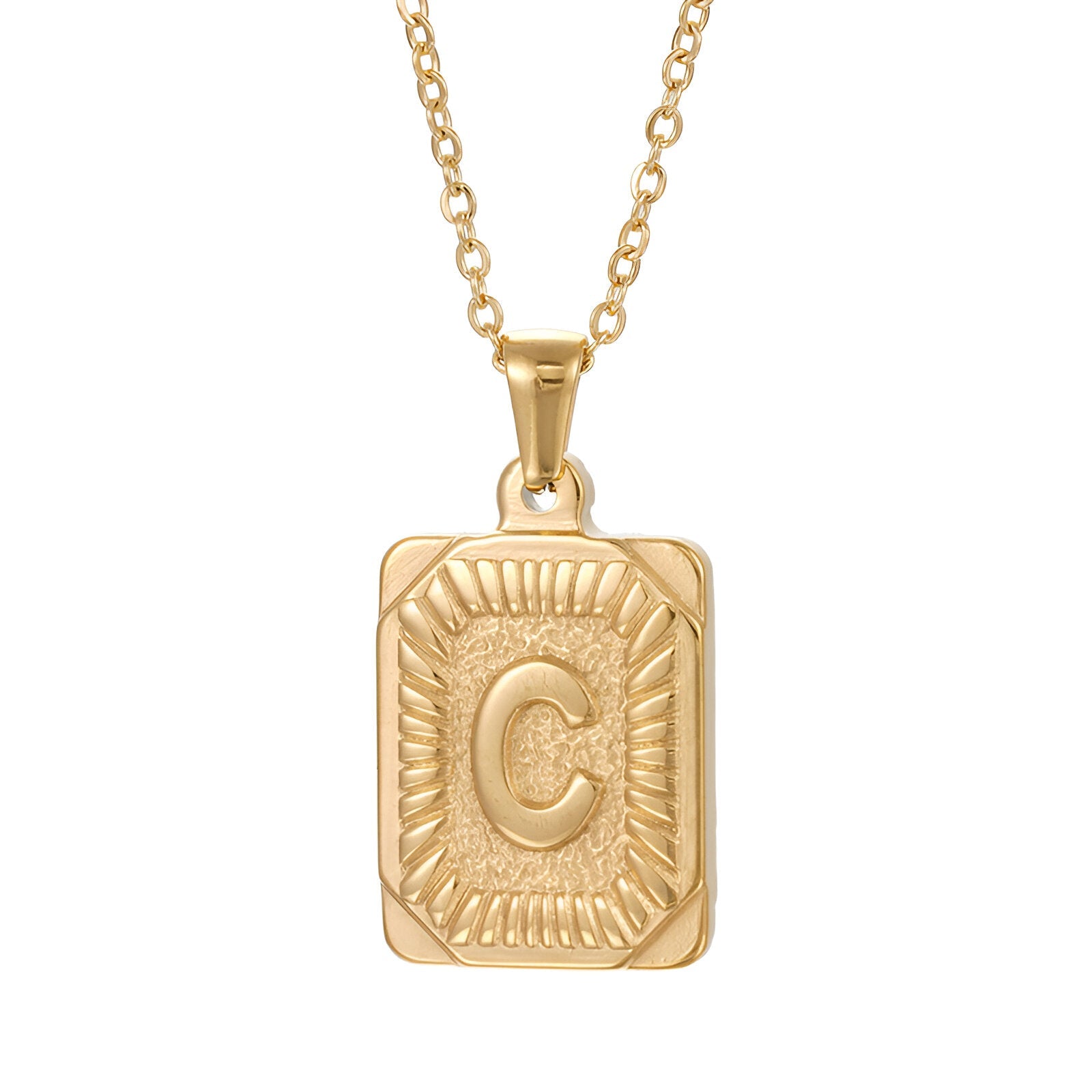 Collier lettre dorée, pendentif initiale personnalisée, chaîne forçat en acier inoxydable, style vintage, modèle Aurèle