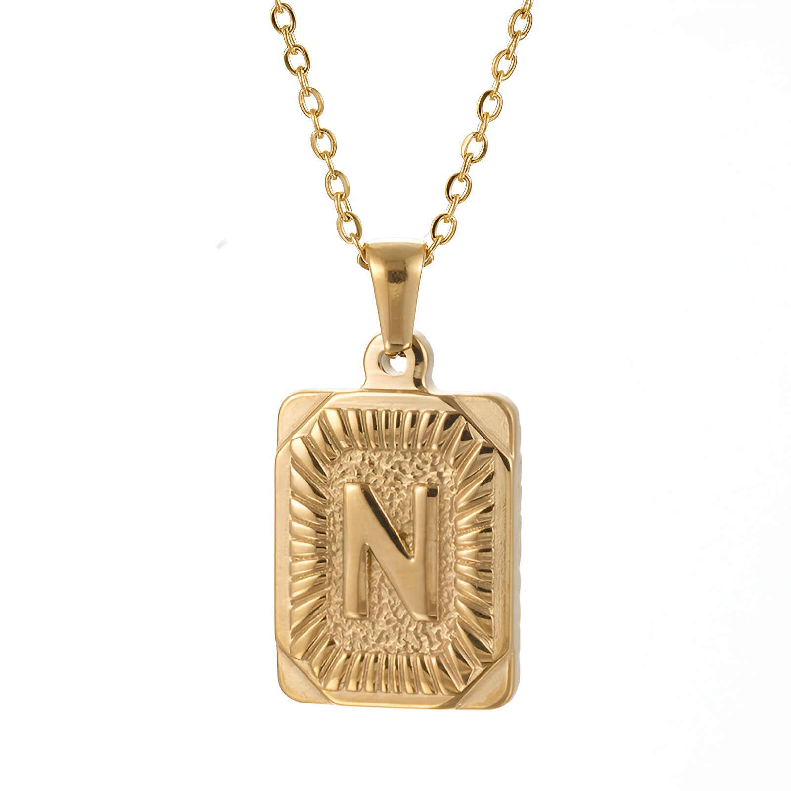 Collier lettre dorée, pendentif initiale personnalisée, chaîne forçat en acier inoxydable, style vintage, modèle Aurèle