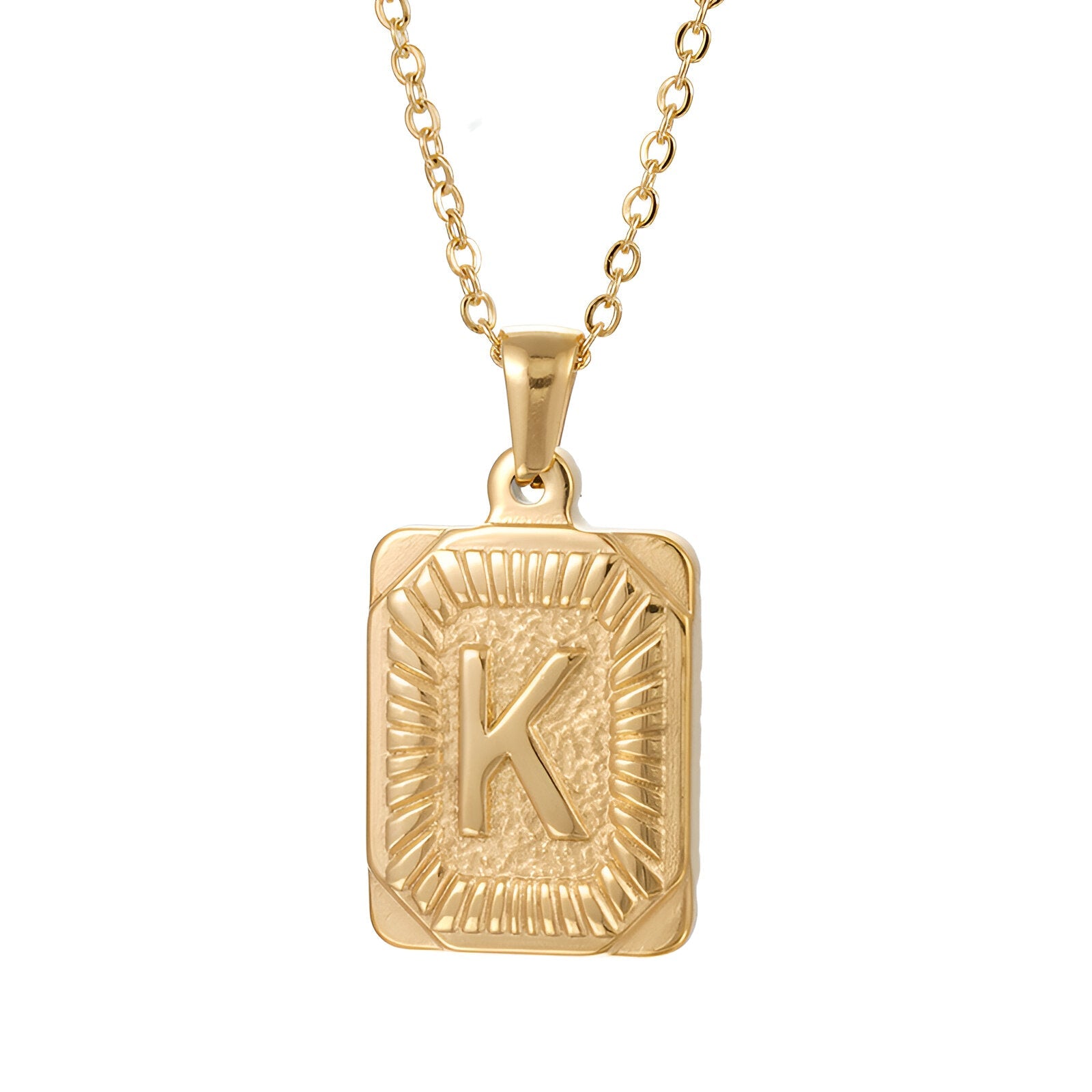 Collier lettre dorée, pendentif initiale personnalisée, chaîne forçat en acier inoxydable, style vintage, modèle Aurèle