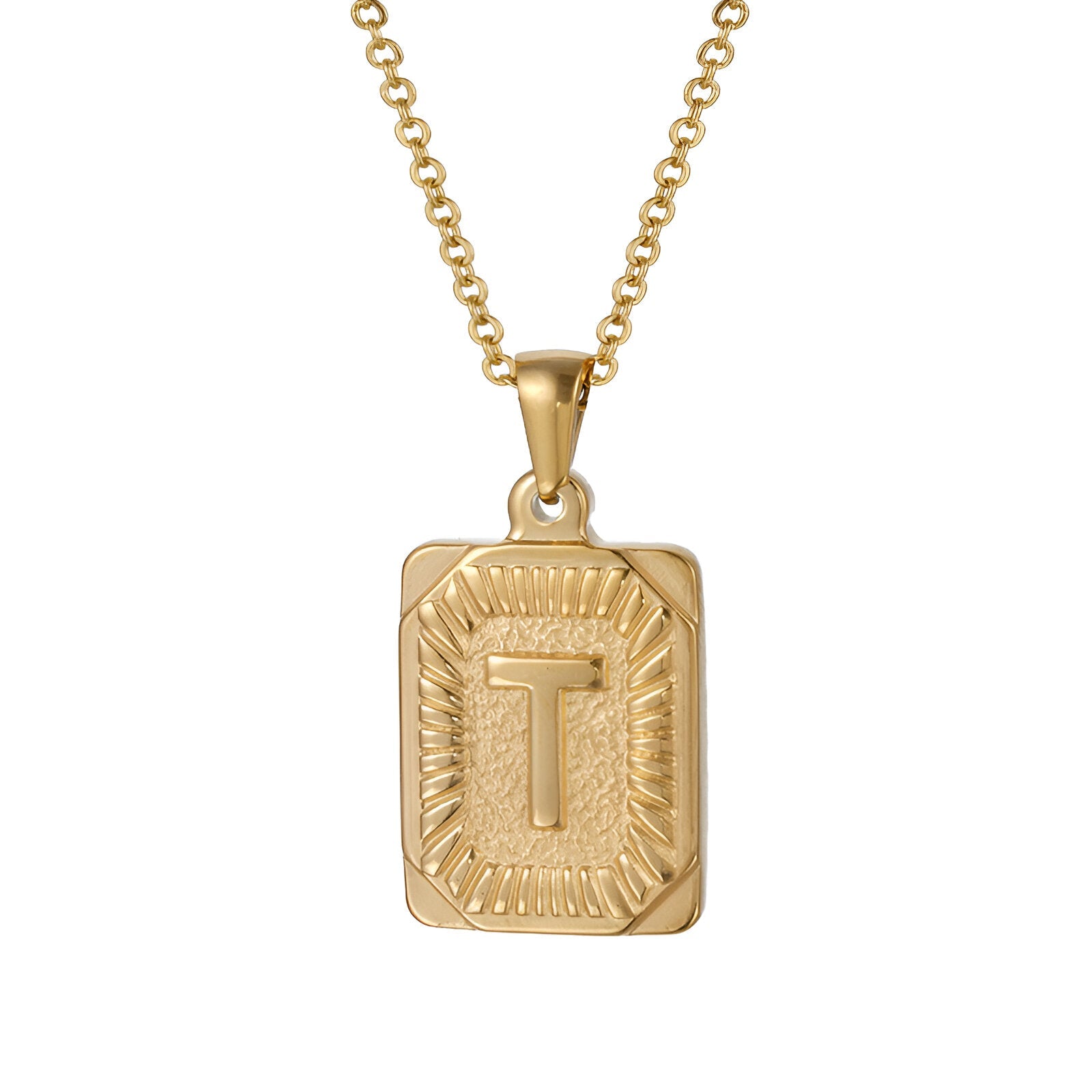 Collier lettre dorée, pendentif initiale personnalisée, chaîne forçat en acier inoxydable, style vintage, modèle Aurèle
