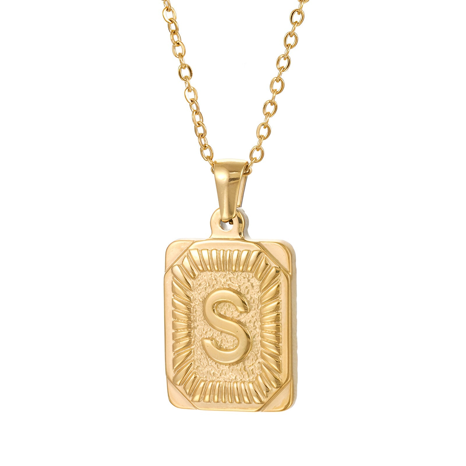 Collier lettre dorée, pendentif initiale personnalisée, chaîne forçat en acier inoxydable, style vintage, modèle Aurèle
