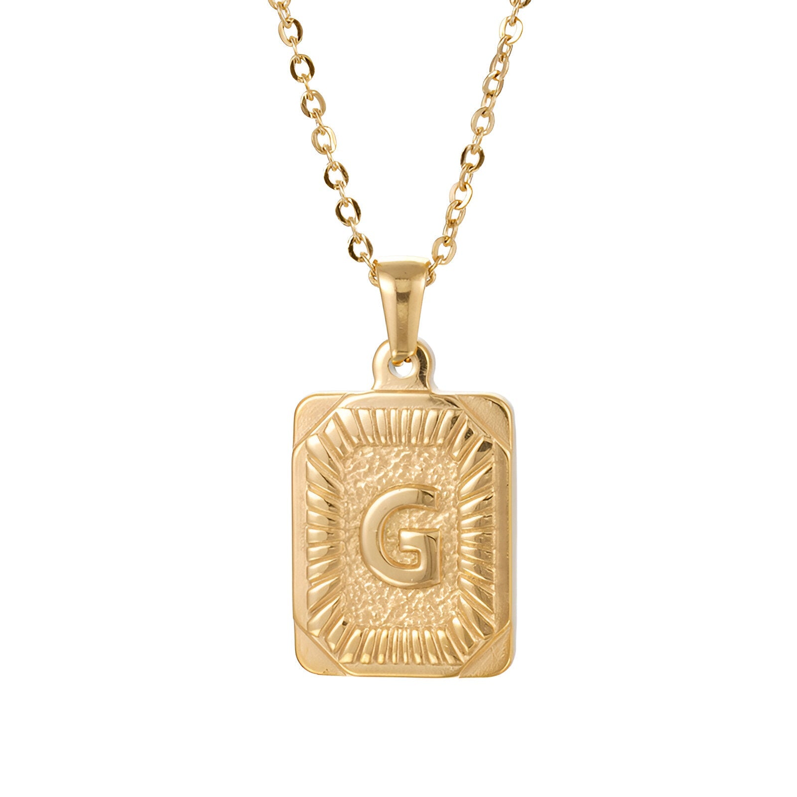 Collier lettre dorée, pendentif initiale personnalisée, chaîne forçat en acier inoxydable, style vintage, modèle Aurèle