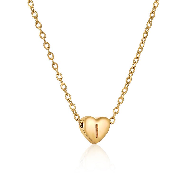 Collier lettre personnalisé, cœur gravé avec initiale, chaîne dorée fine en acier inoxydable plaqué or