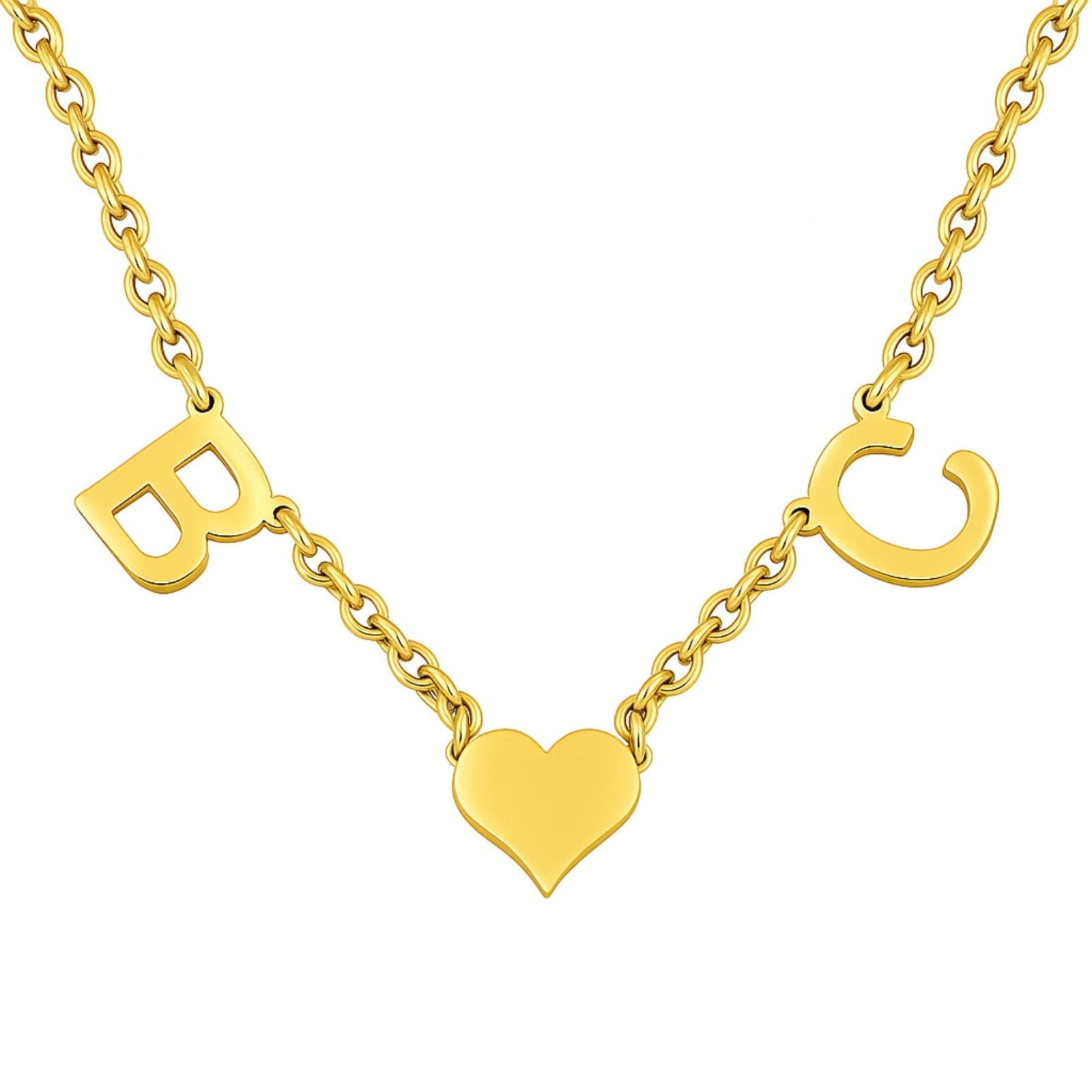 Collier lettres personnalisées, acier inoxydable avec cœur, modèle Sweet
