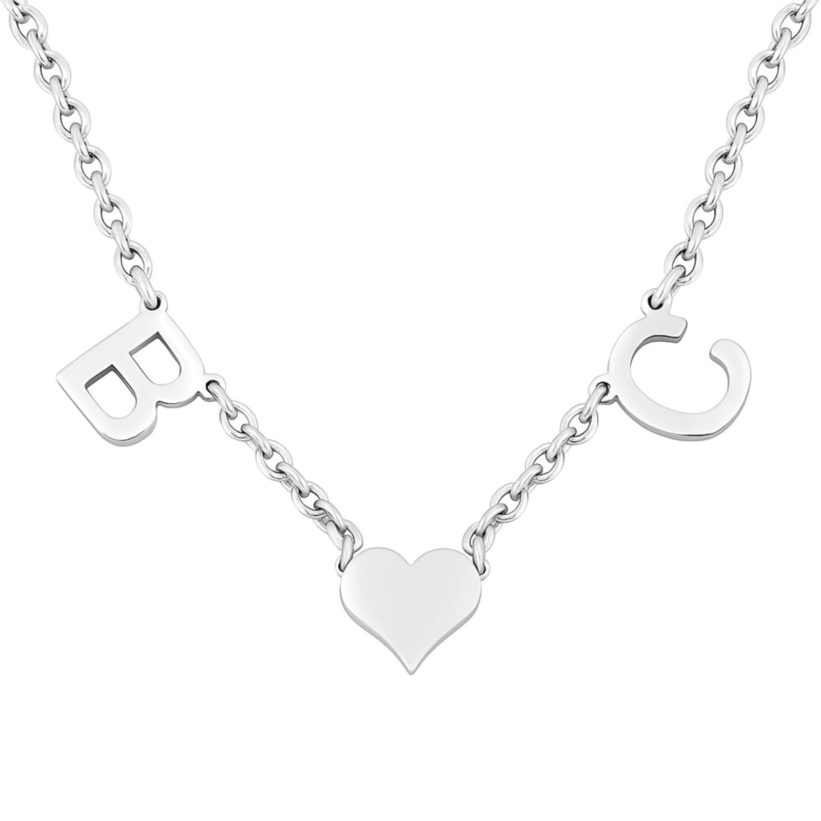 Collier lettres personnalisées, acier inoxydable avec cœur, modèle Sweet