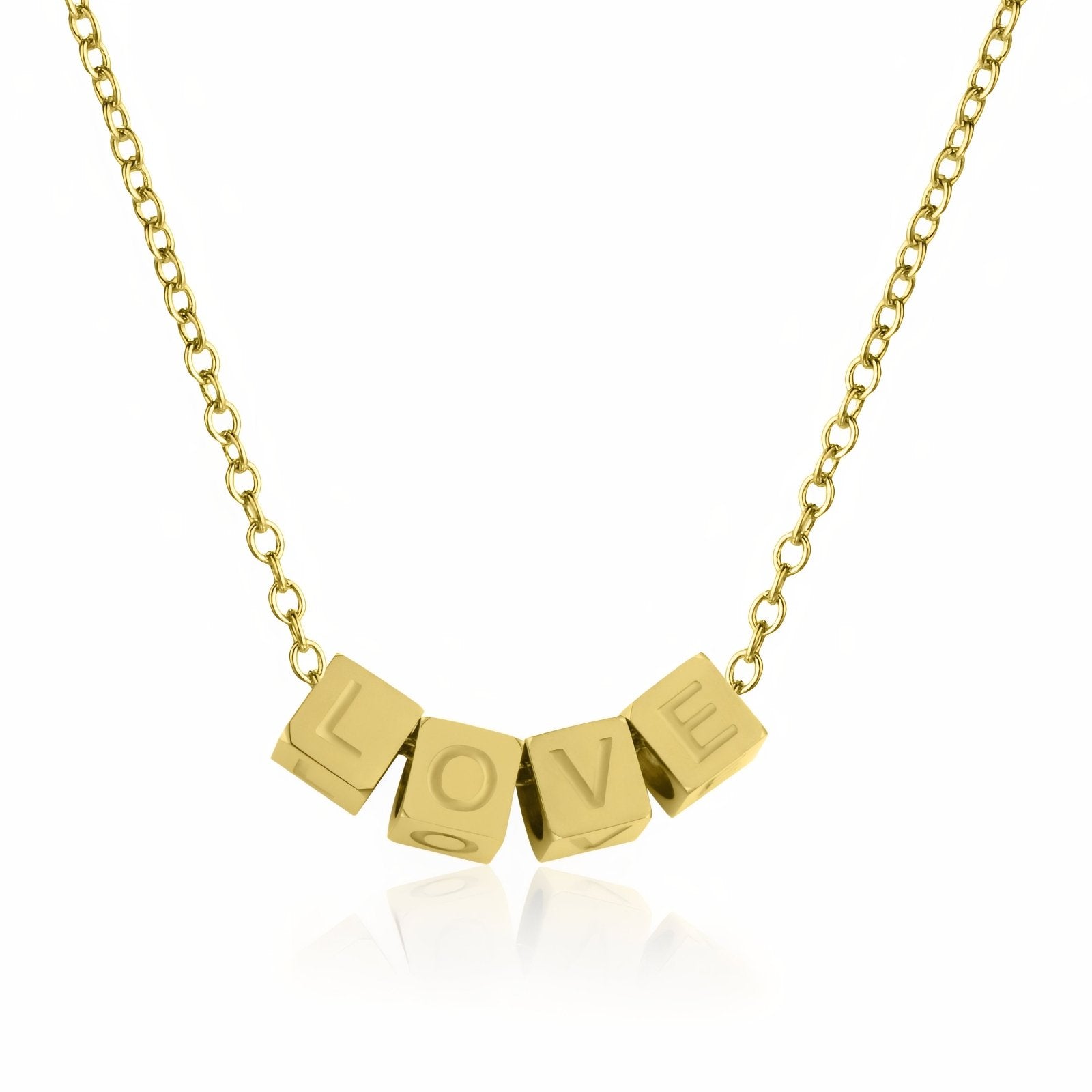 Collier lettres personnalisées, cubes en acier inoxydable, finition dorée ou argentée, modèle Hope