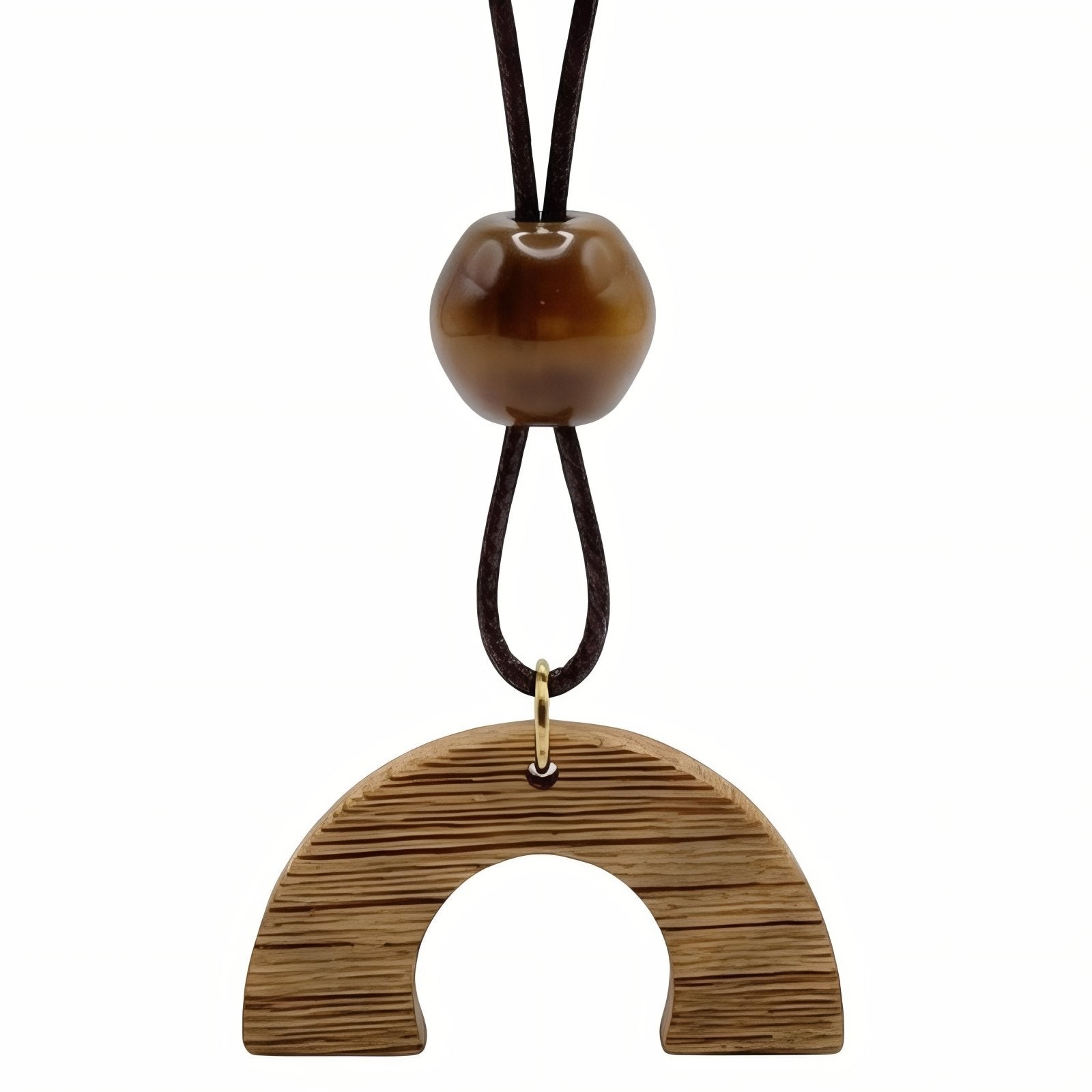 Collier long en bois pour femme, avec pendentif demi - lune, style bohème