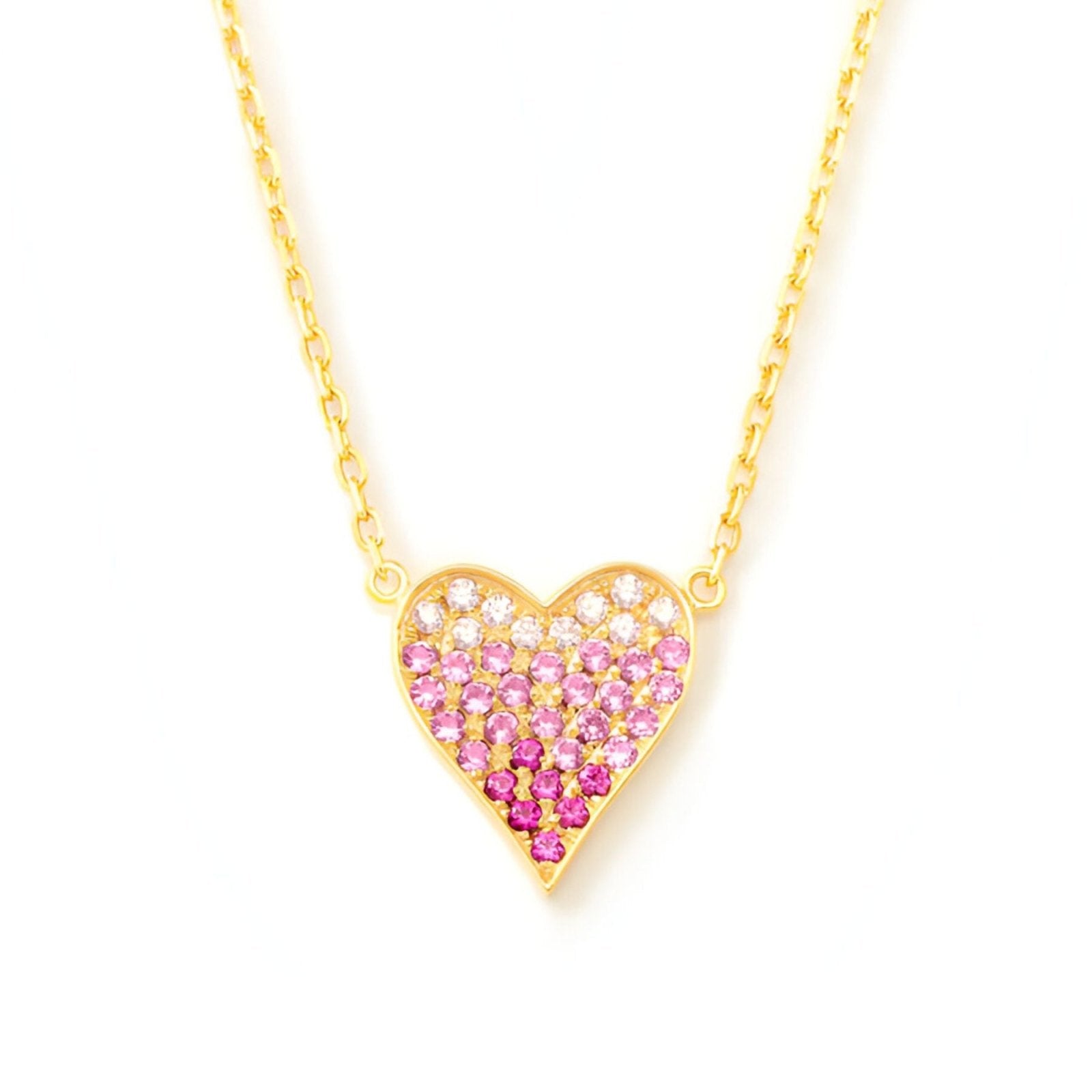 Collier maille forçat, cœur rose pavé en argent massif doré, bijou féminin et élégant, modèle Rosa
