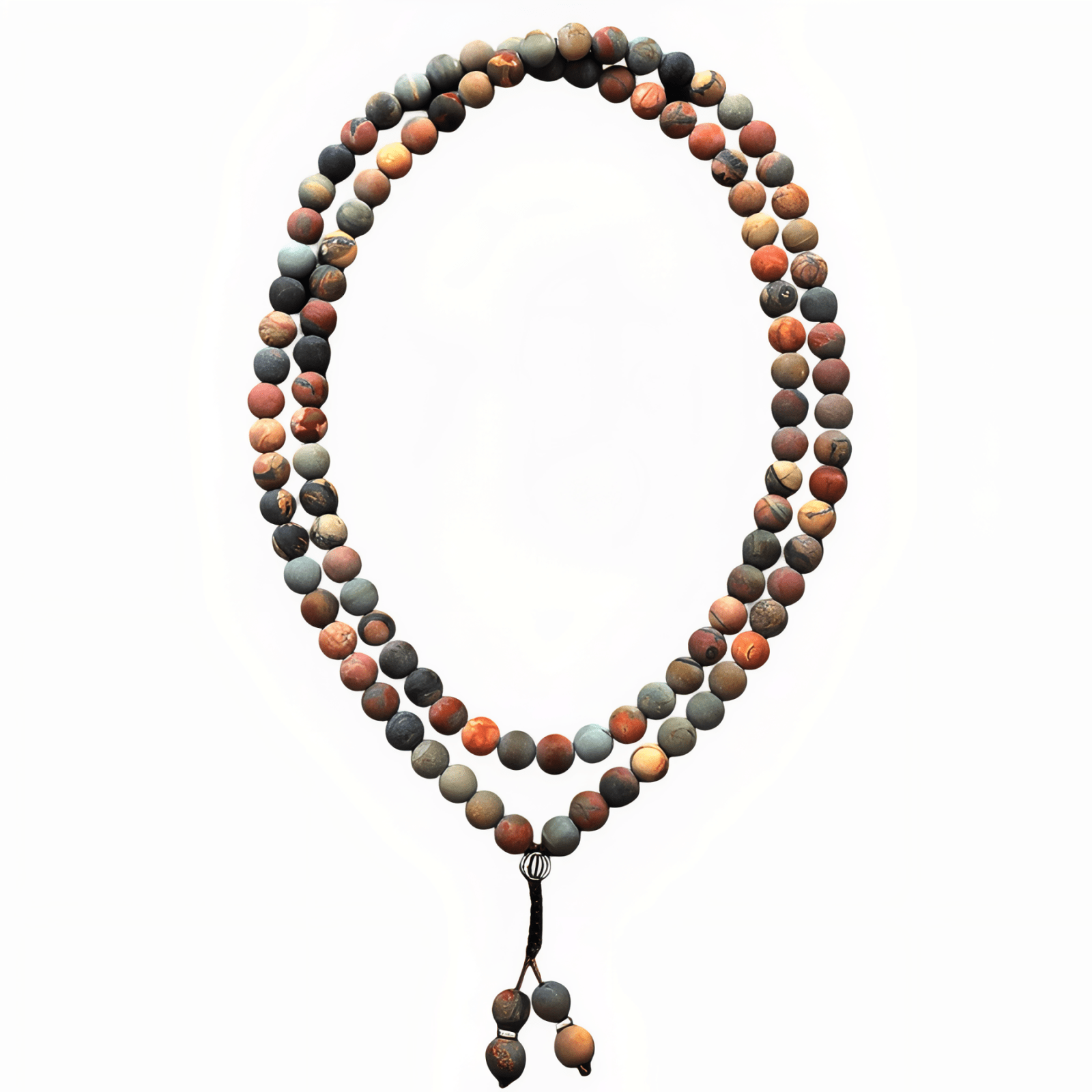 Collier Mala pour méditation, 108 perles en jaspe naturel, style ethnique bohème