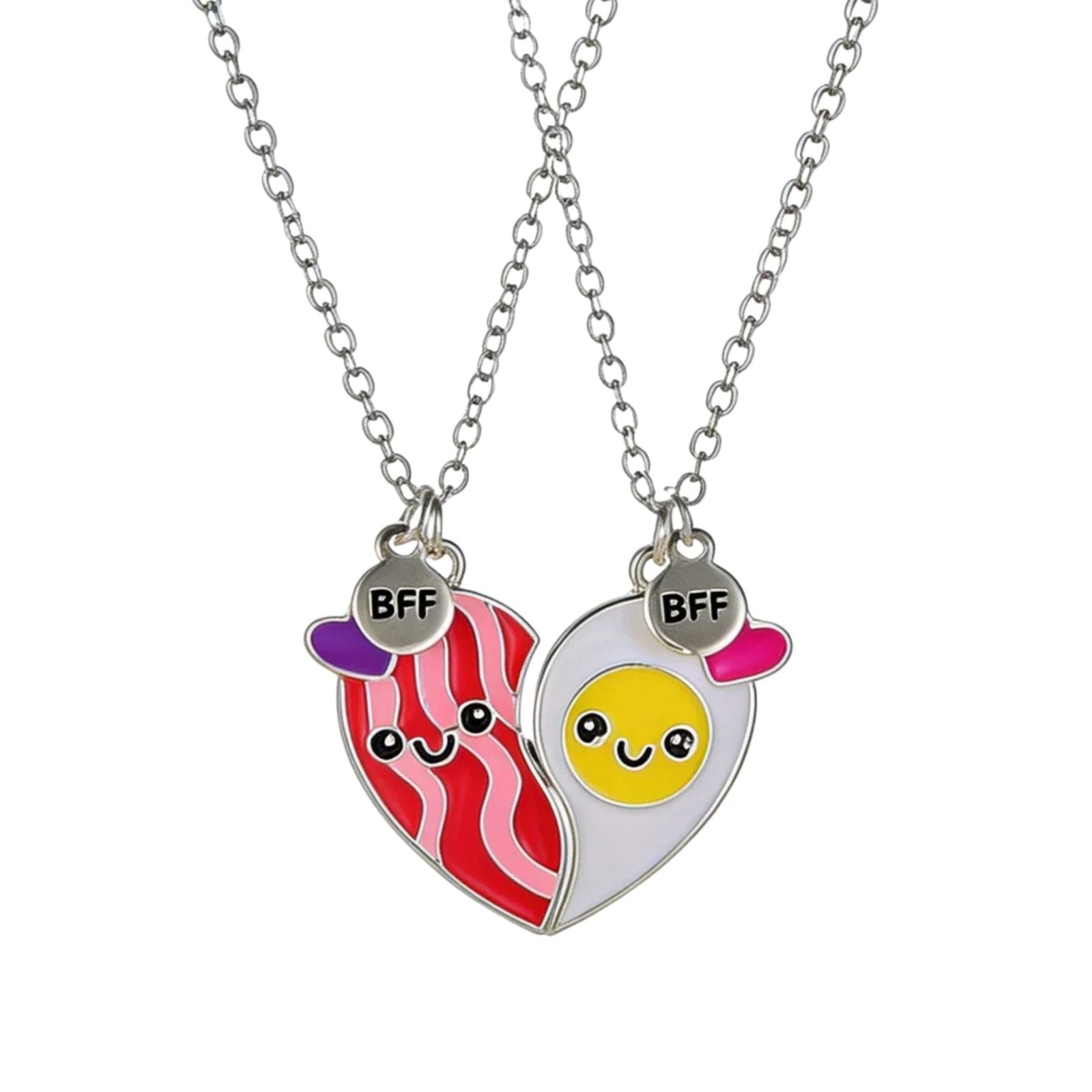 Collier meilleure amie, avec pendentif duo cœur magnétique, en alliage et émail