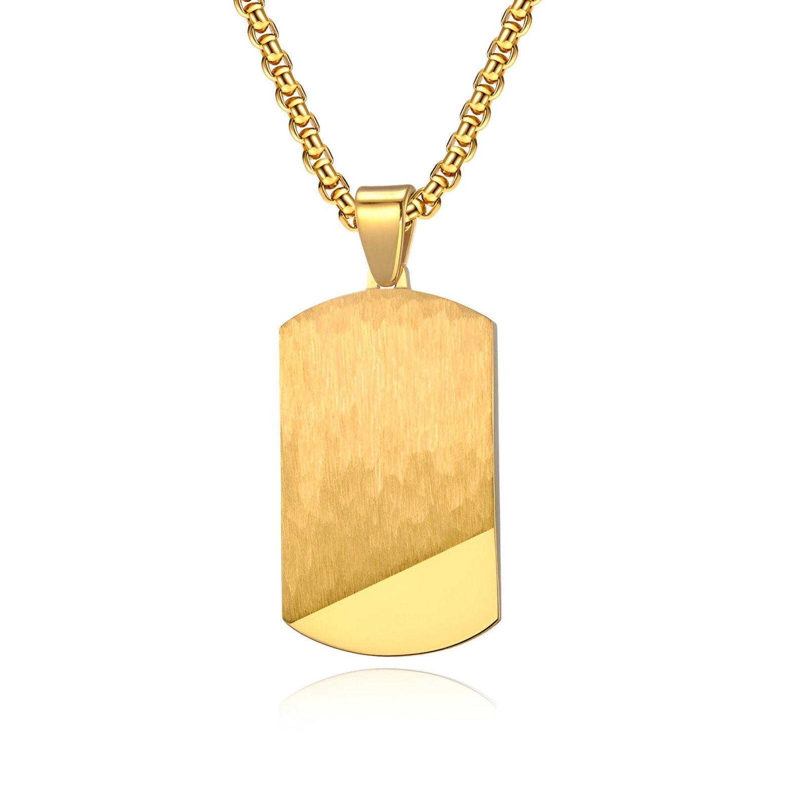 Collier militaire minimaliste pour homme, acier inoxydable, finition polie et brossée, modèle Hawk