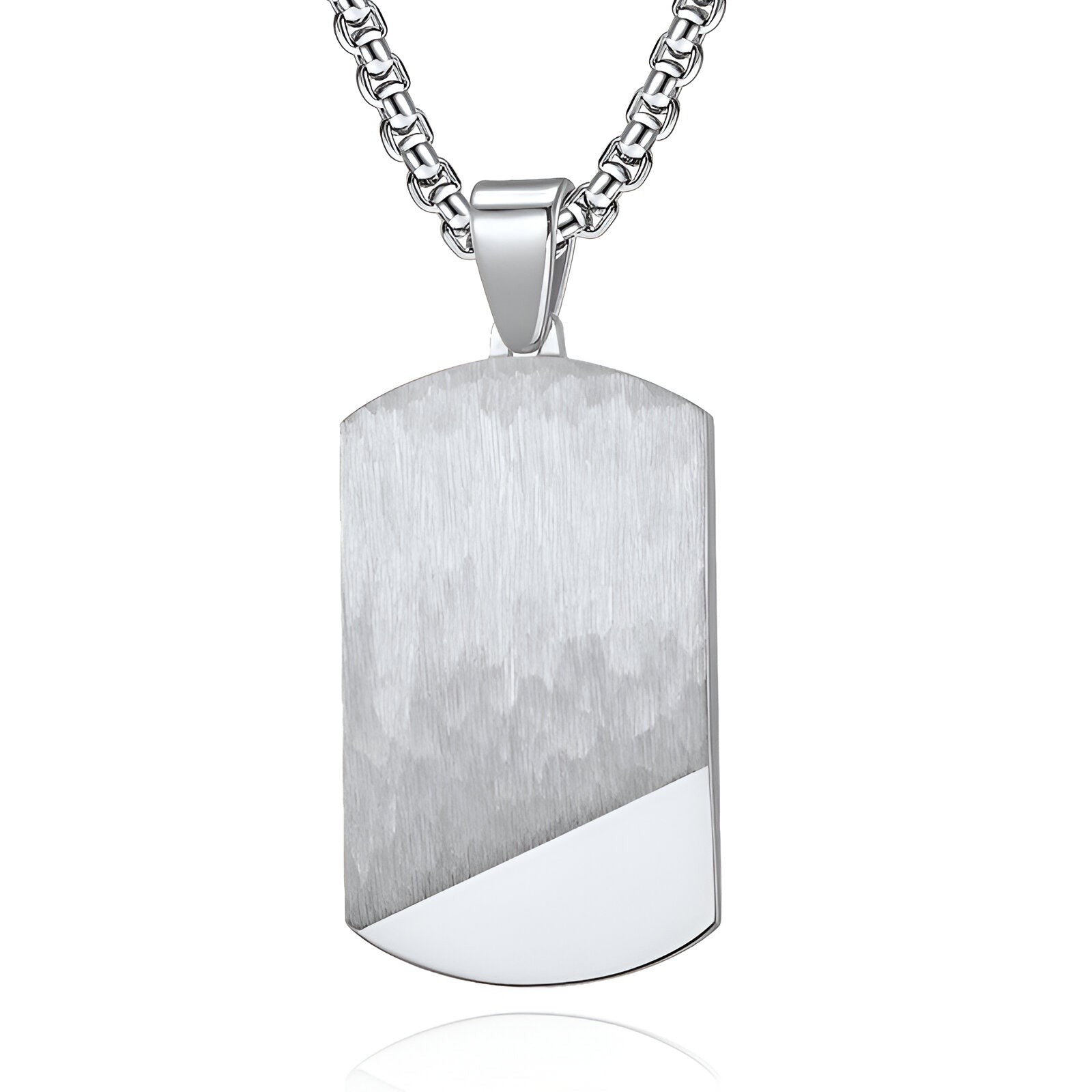 Collier militaire minimaliste pour homme, acier inoxydable, finition polie et brossée, modèle Hawk