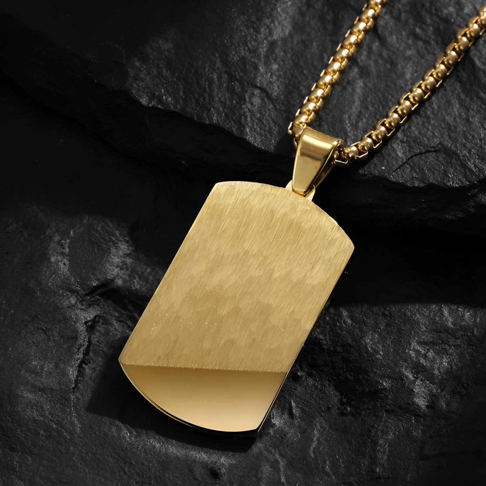 Collier militaire minimaliste pour homme, acier inoxydable, finition polie et brossée, modèle Hawk