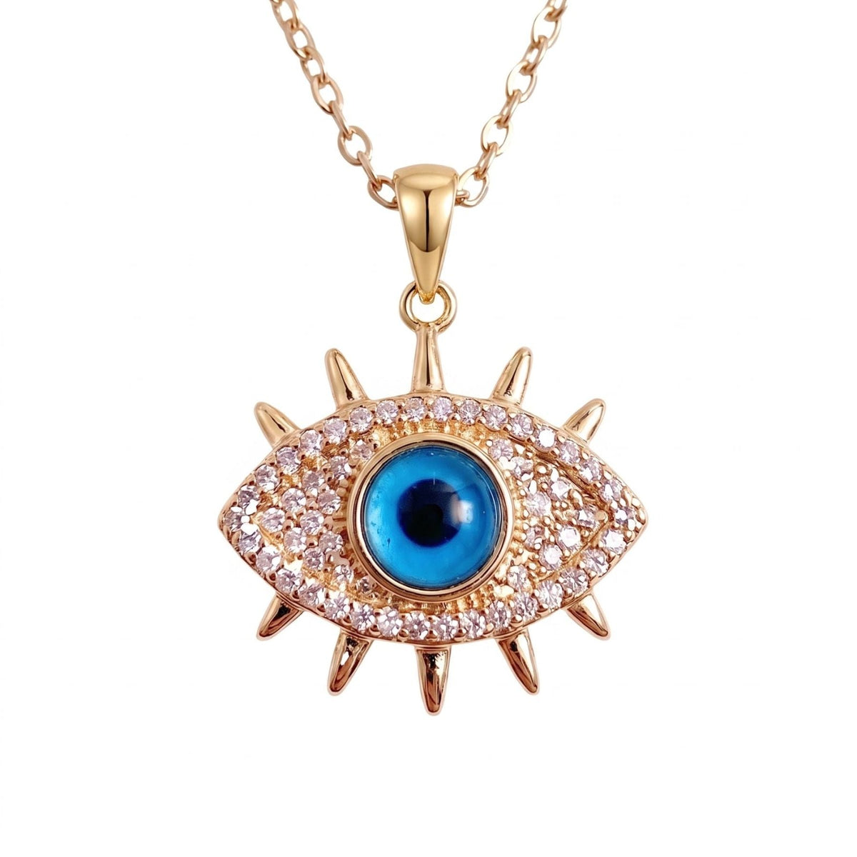 Collier œil bleu protecteur pour femme, en acier titane doré, pendentif mauvais œil