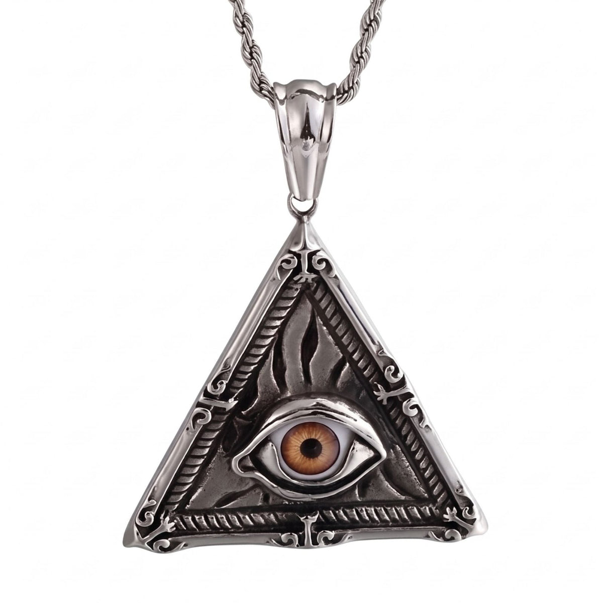 Collier oeil d'horus égyptien pour homme, en acier inoxydable, style gothique