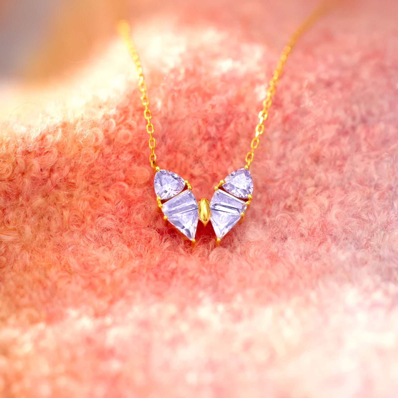 Collier papillon en argent 925, cristaux roses ou violets, bijou raffiné pour femme, modèle Aelia