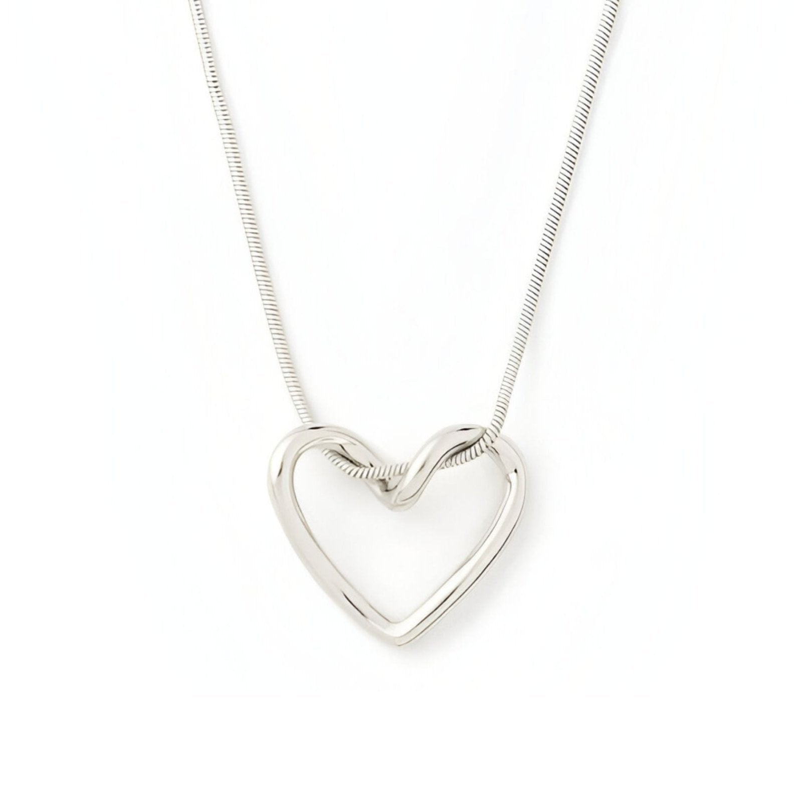 Collier pendentif cœur ouvert en argent massif, chaîne fine plaquée or ou rhodium, modèle Nora