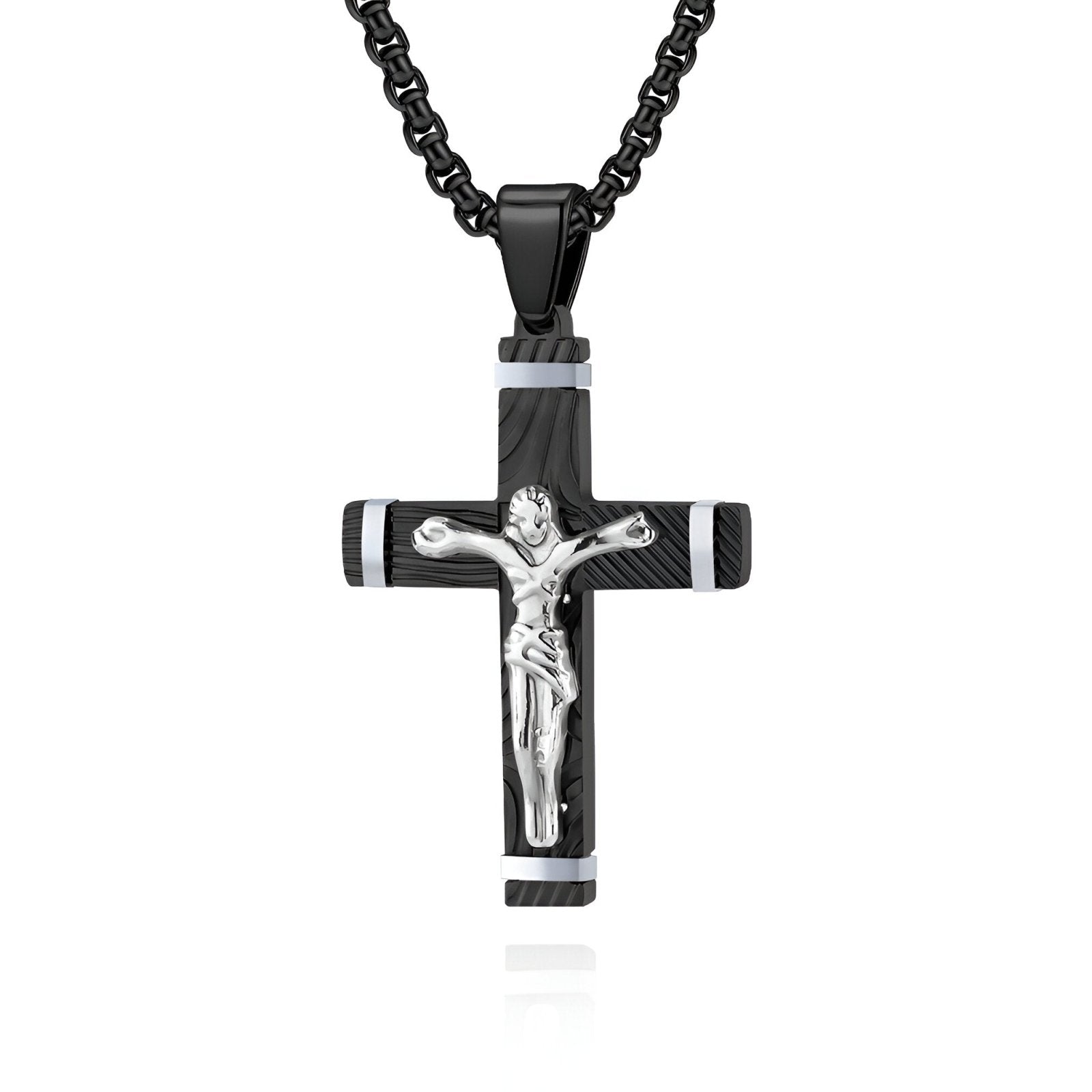 Collier pendentif croix Jésus en acier inoxydable, style religieux moderne, modèle Gabriel