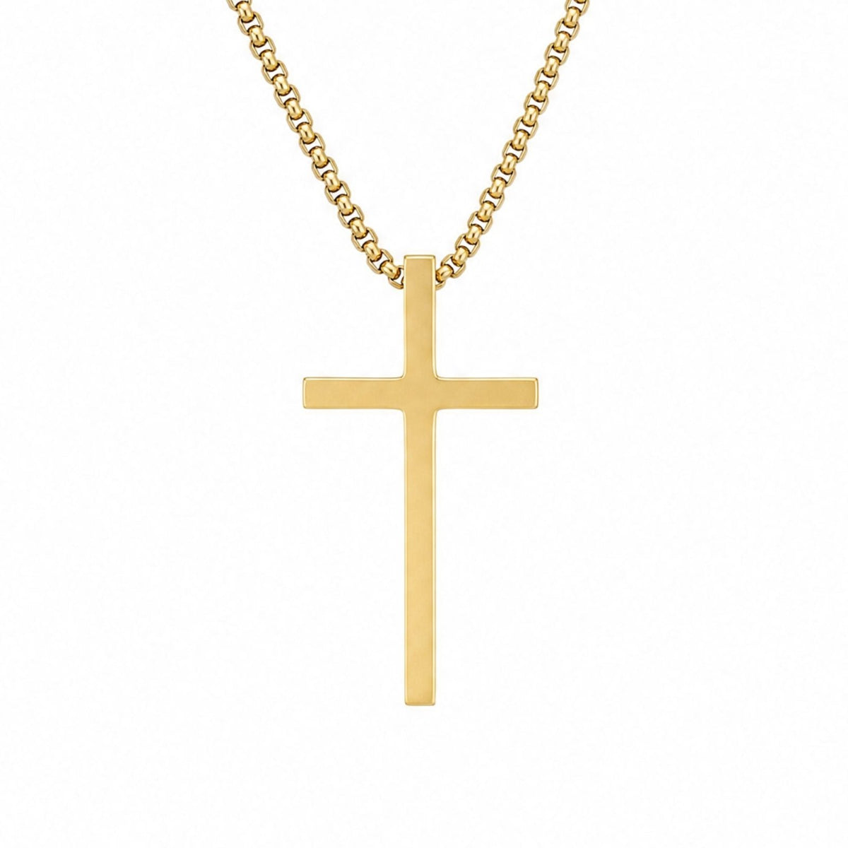 Collier pendentif croix lisse pour homme, en acier inoxydable, style minimaliste