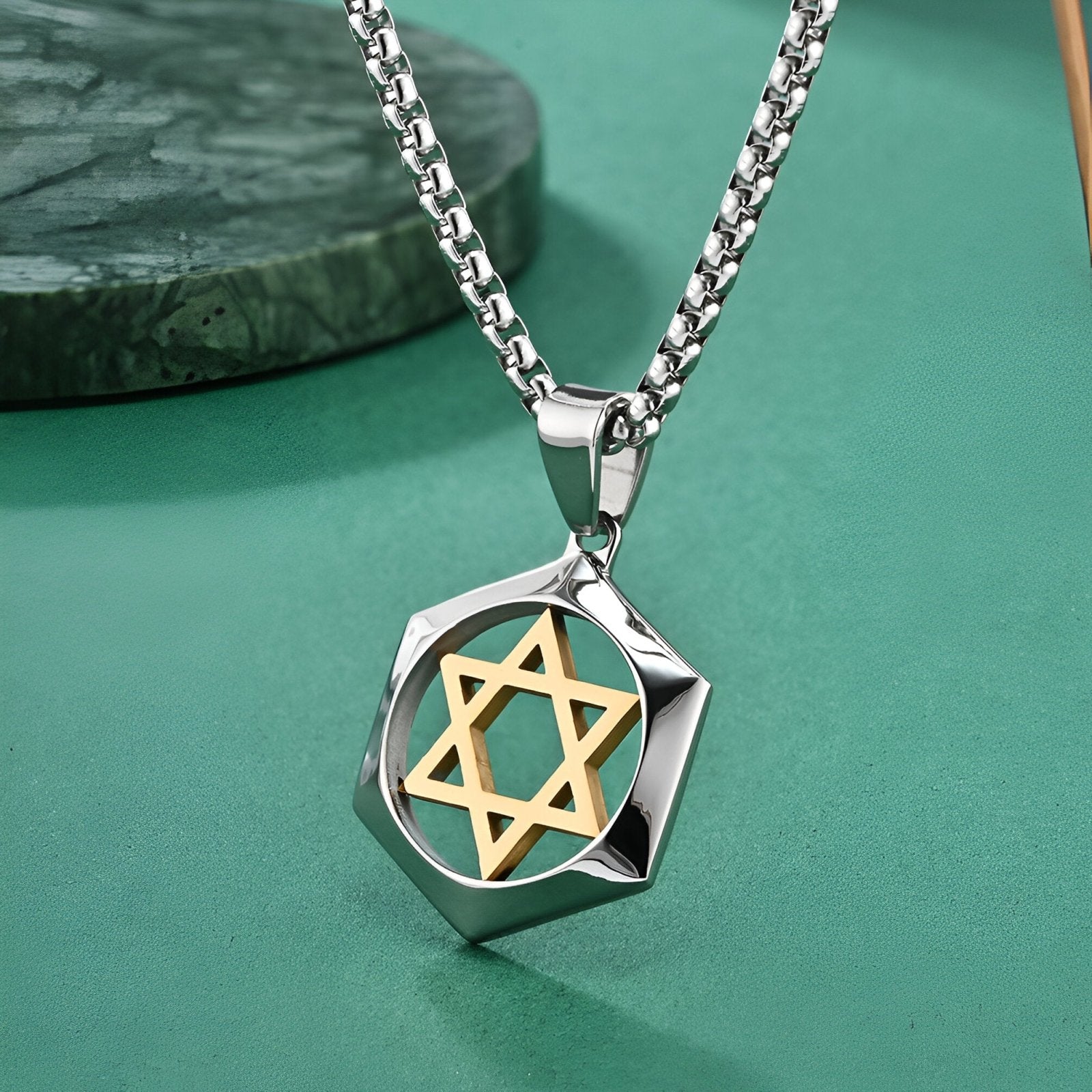 Collier pendentif étoile de David, en acier inoxydable 316L, unisexe, modèle Zion